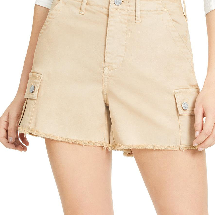 Vigoss Jeans Women Raw Edge High Rise Cargo Shorts Beige