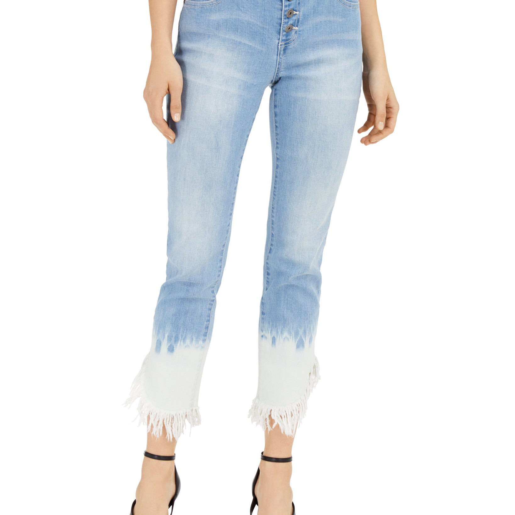 INC International Concepts Women Tie Dyed Angled Hem Mop Jeans Tie Dye
