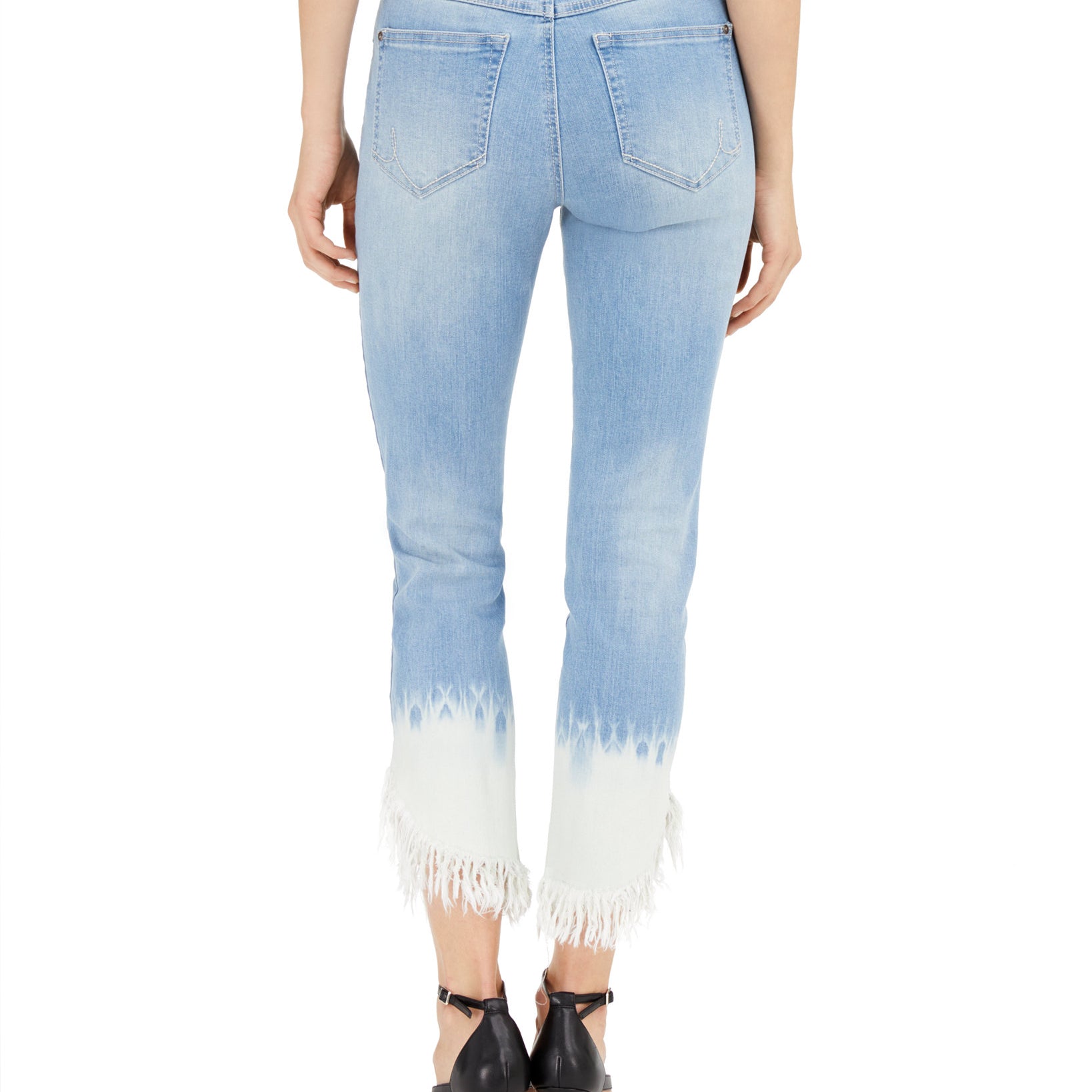 INC International Concepts Women Tie Dyed Angled Hem Mop Jeans