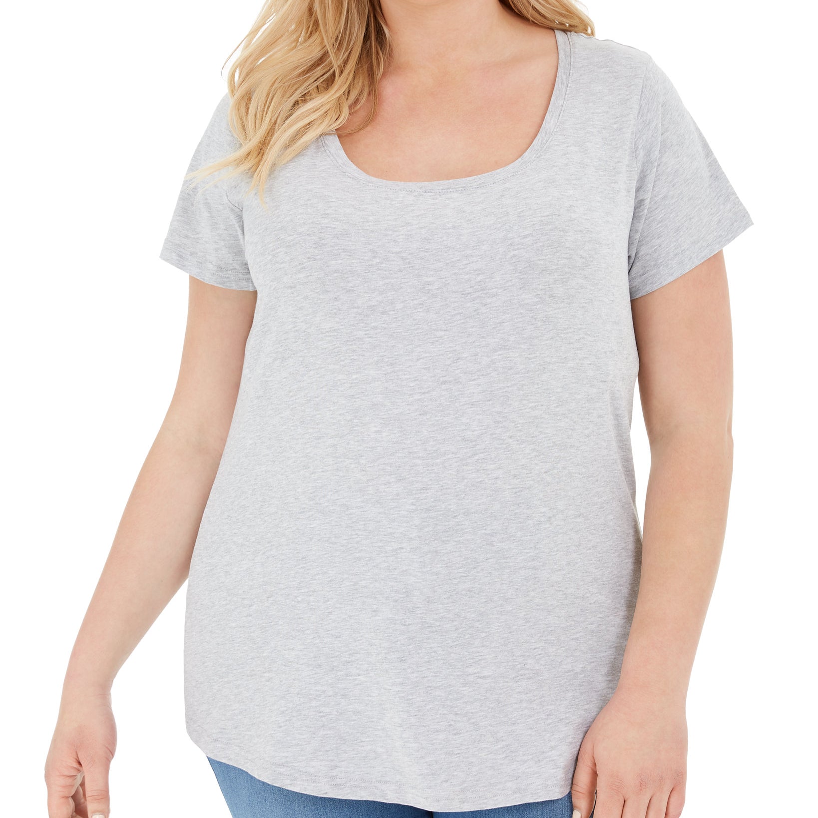 Aveto Women Plus Trendy Scoop Neck T Shirt Shadow Grey Heather