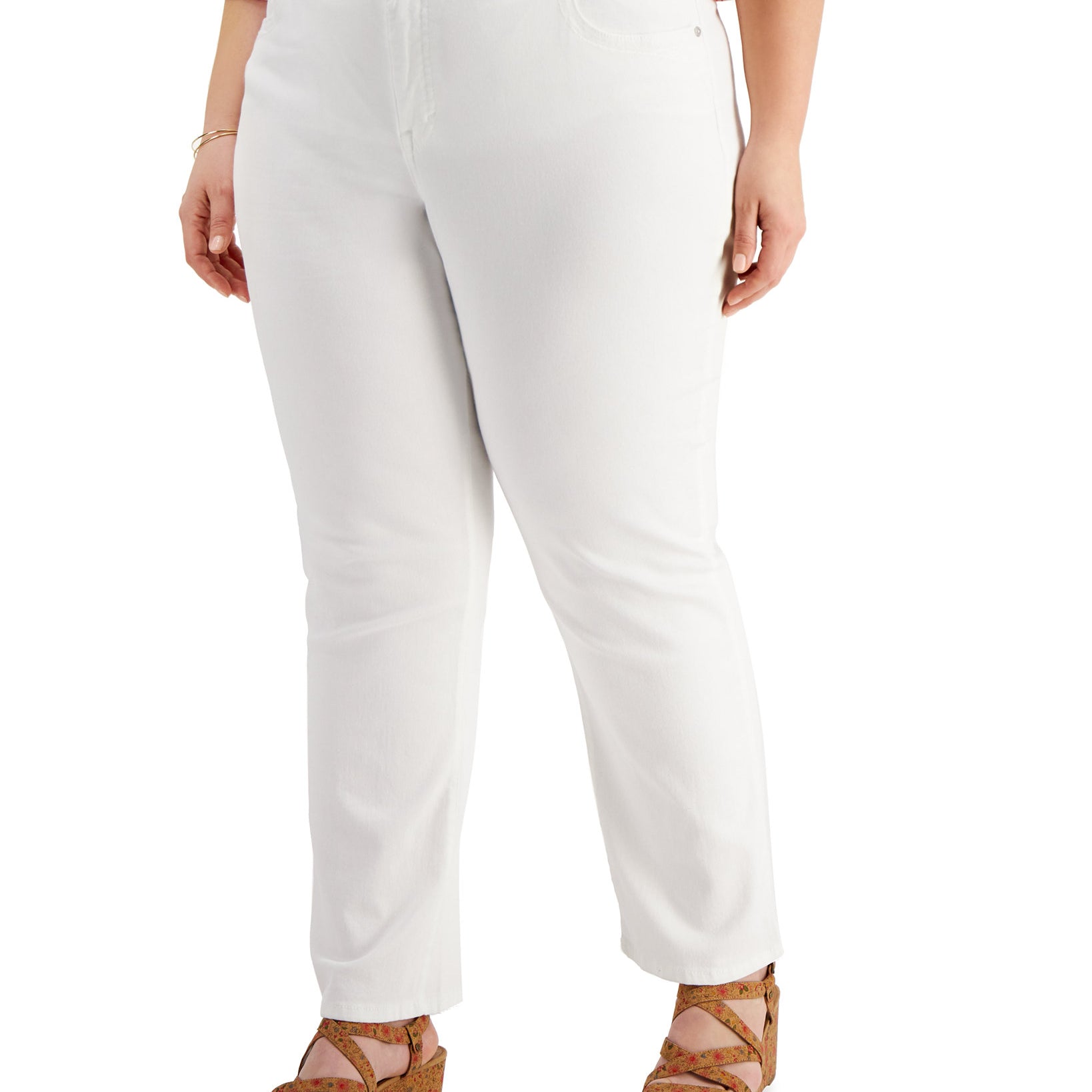 Style & Co Women Plus High Rise Tummy Control Jeans Bright White