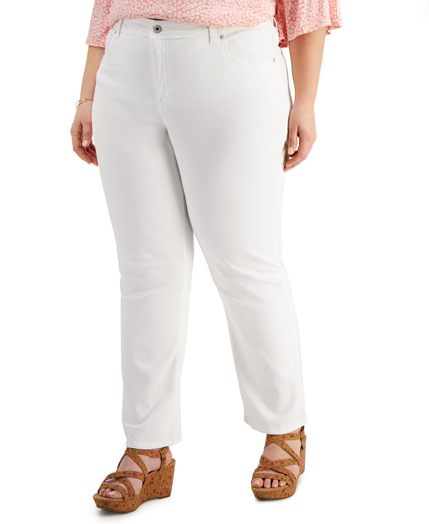 Style & Co Women Plus High Rise Tummy Control Jeans Bright White