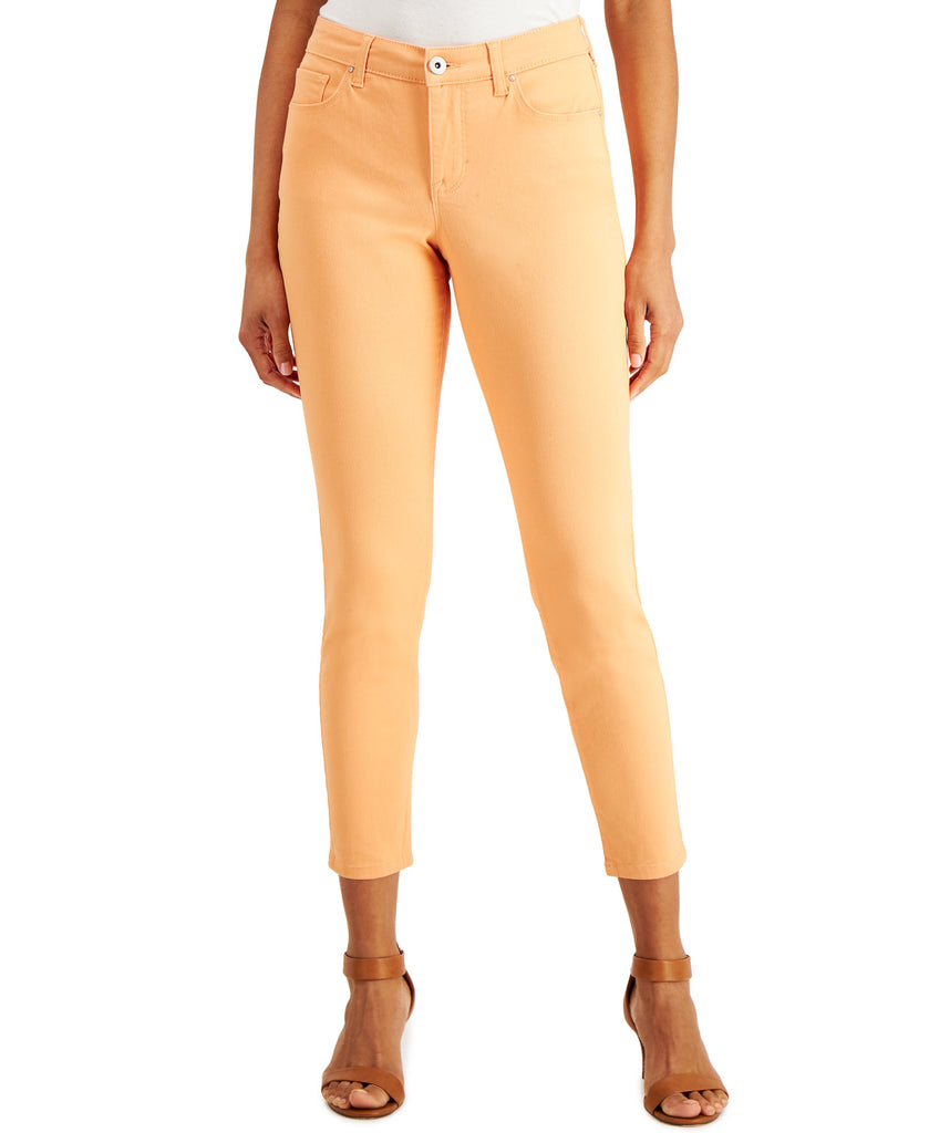 Style & Co Women Curvy Fit Skinny Fashion Jeans Neon Orange