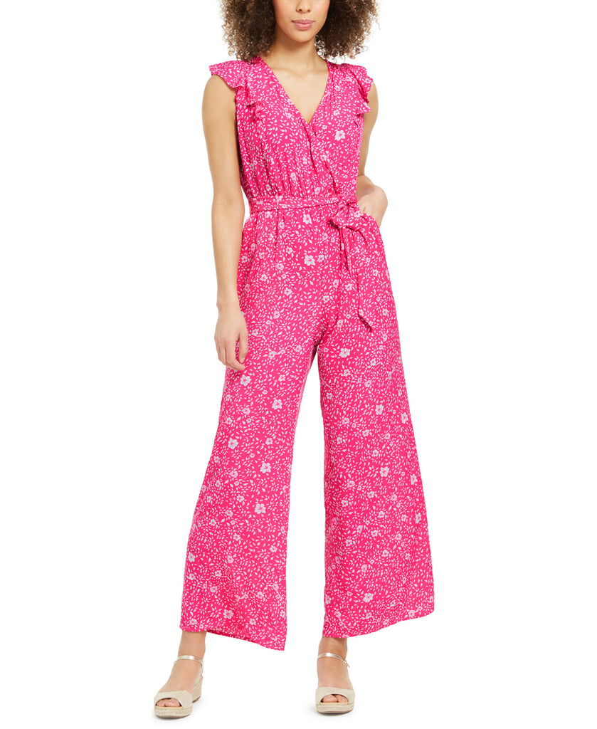 Charter Club Women Printed Belted Jumpsuit Pippy Pink Combo