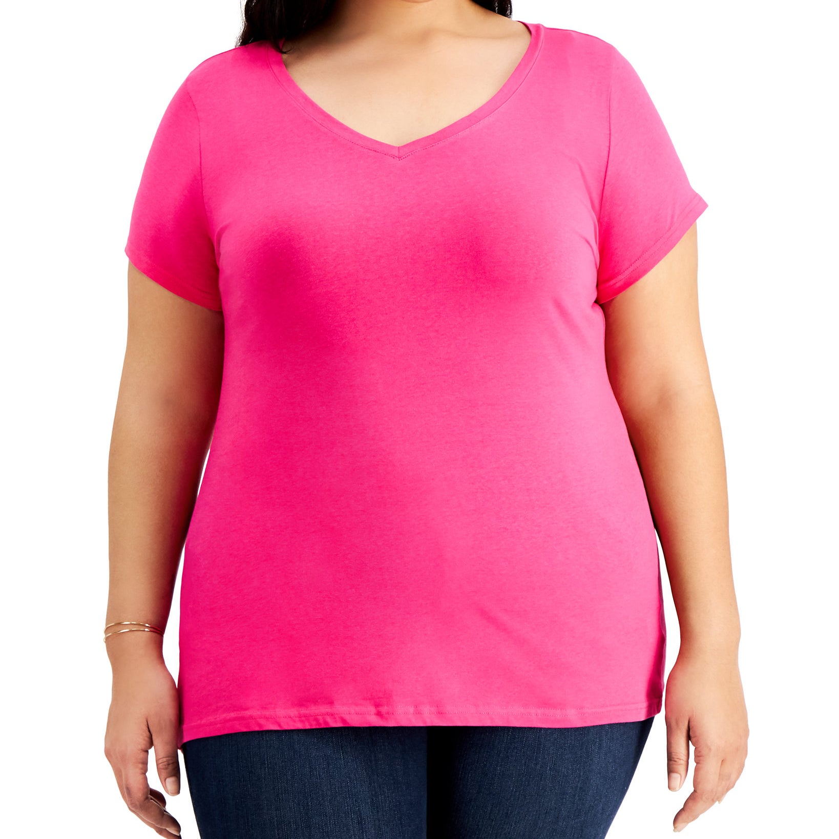 Aveto Women Plus Trendy Fitted V Neck T Shirt