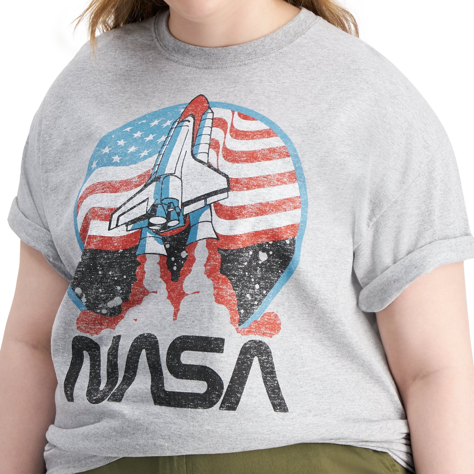 Love Tribe Women Plus Trendy Nasa Launch T Shirt