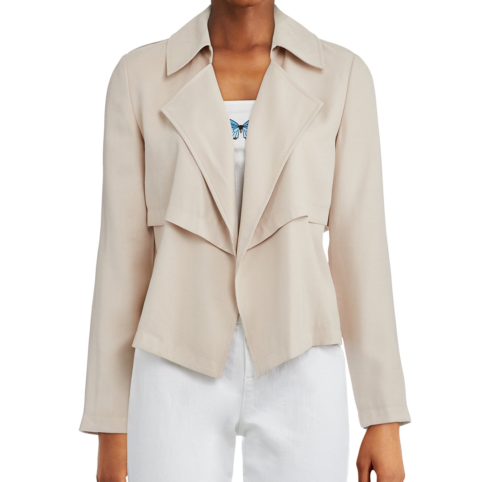 Bar III Women Open Front Trench Jacket British Beige