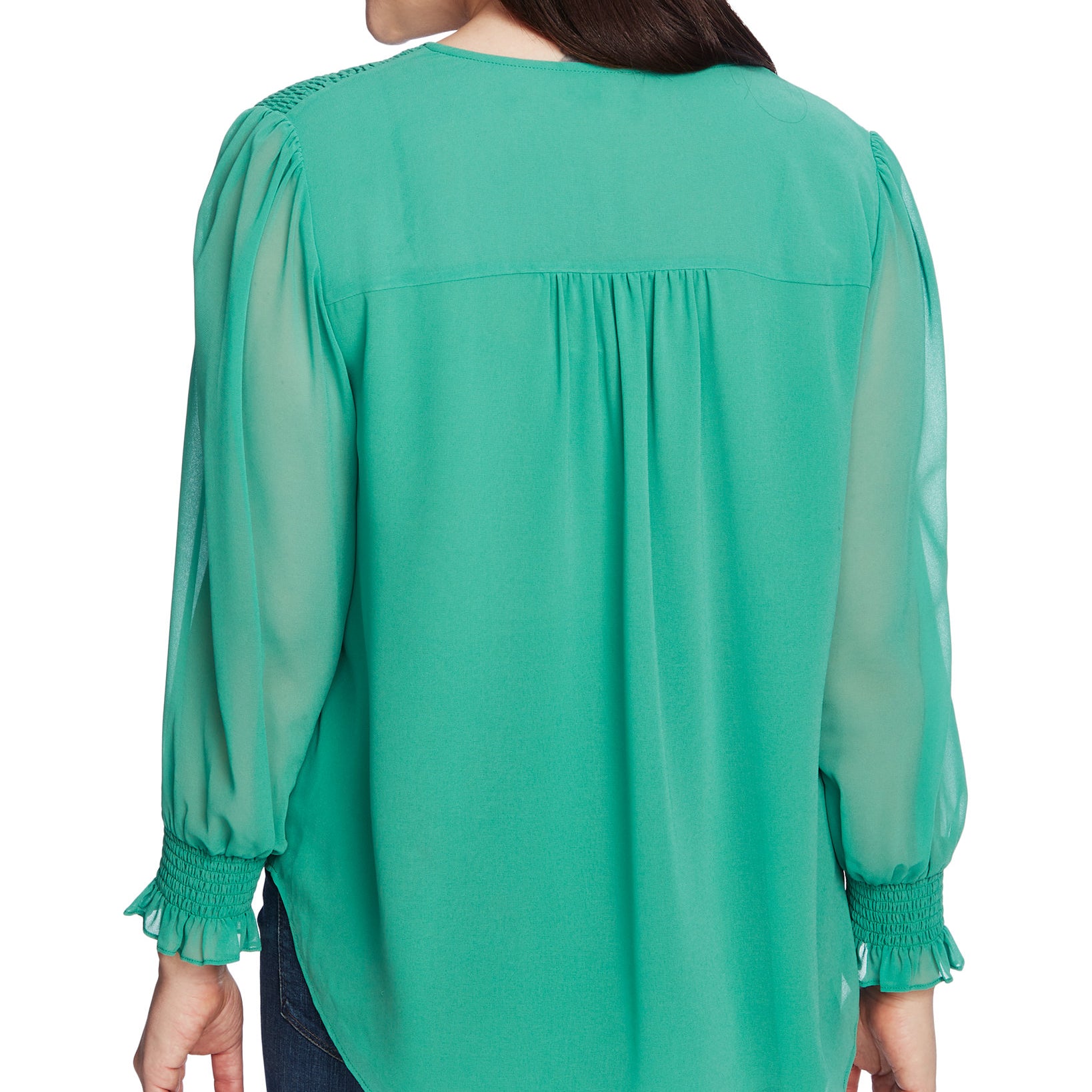 1.STATE Women Plus Trendy Sheer Long Sleeve Top