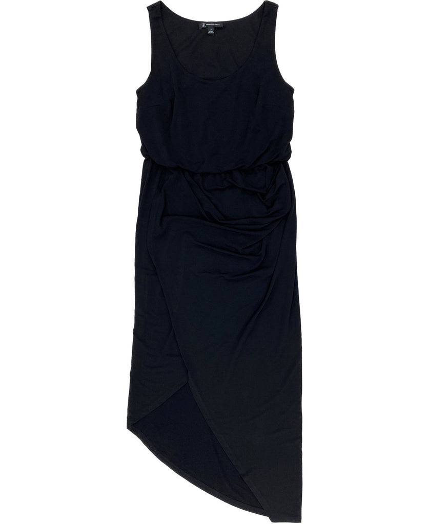 INC International Concepts Women Petite Asymmetrical Hem Dress Deep Black
