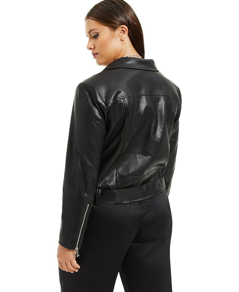 Danielle Bernstein Women Plus Faux Leather Moto Jacket