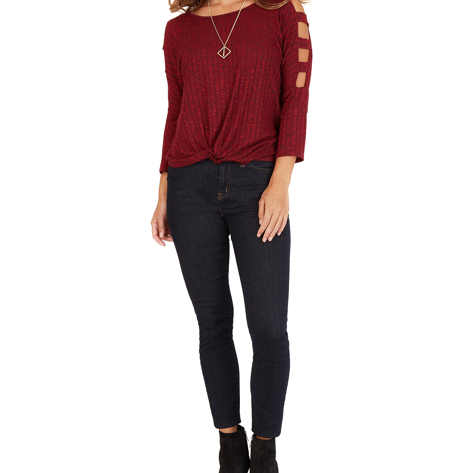 BCX Women Lattice Sleeve Top