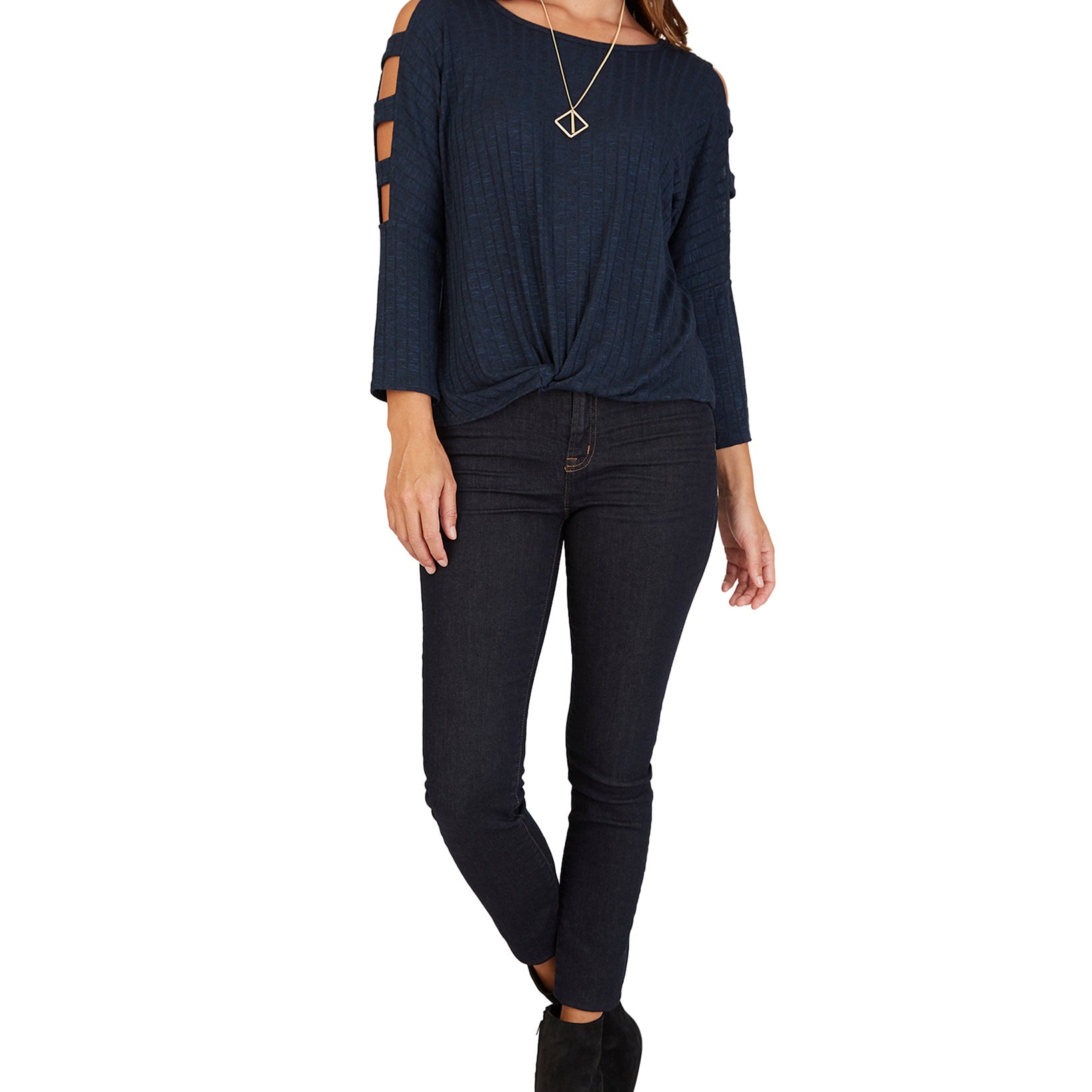 BCX Women Lattice Sleeve Top