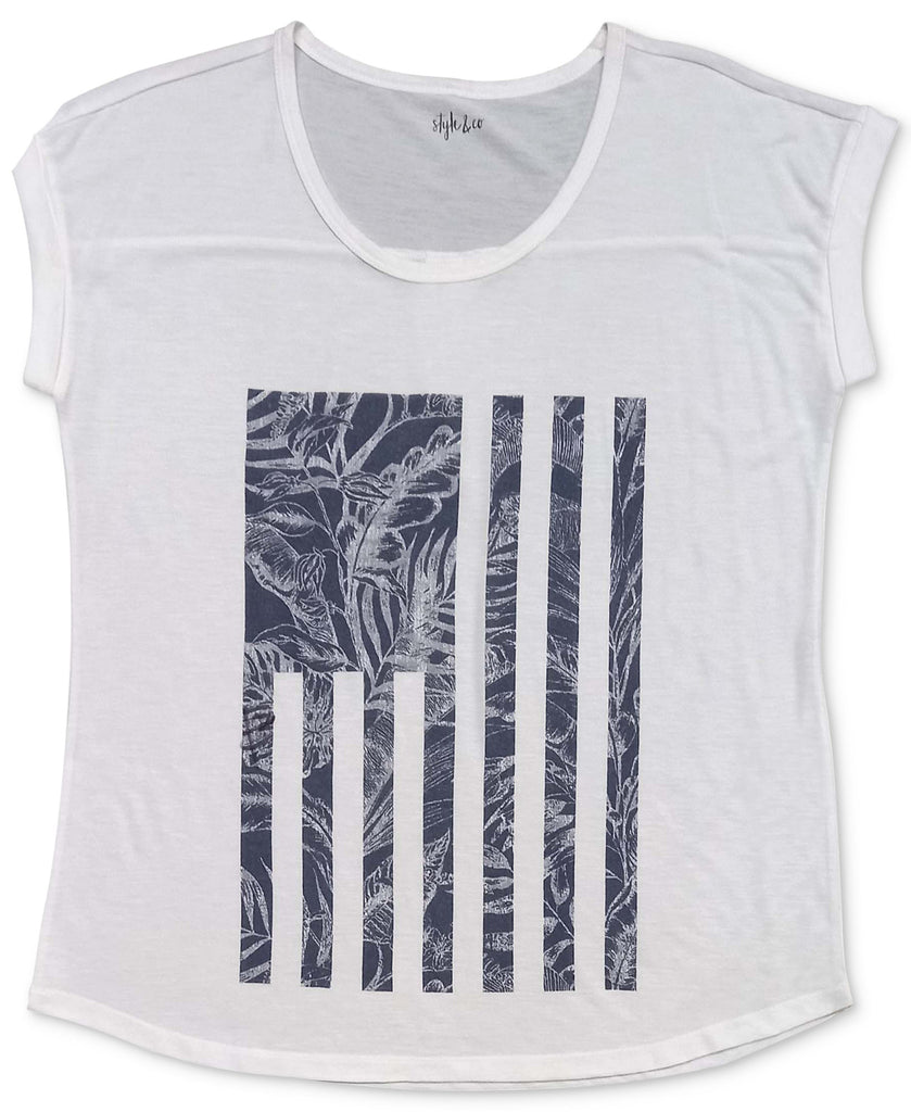 Style & Co Women Tropical Flag Graphic T Shirt Tropical Flag