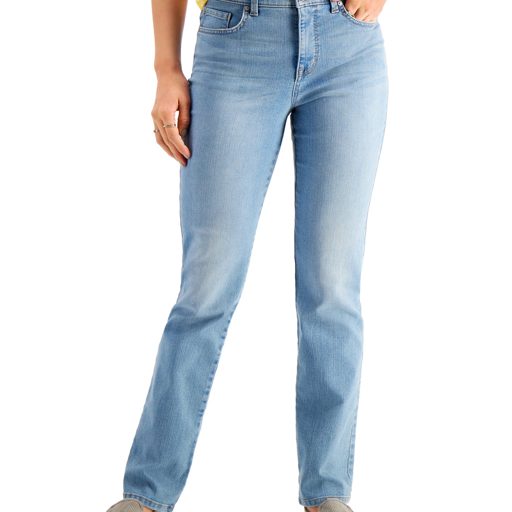 Style & Co Women High Rise Natural Straight Leg Jeans Georgia Sky