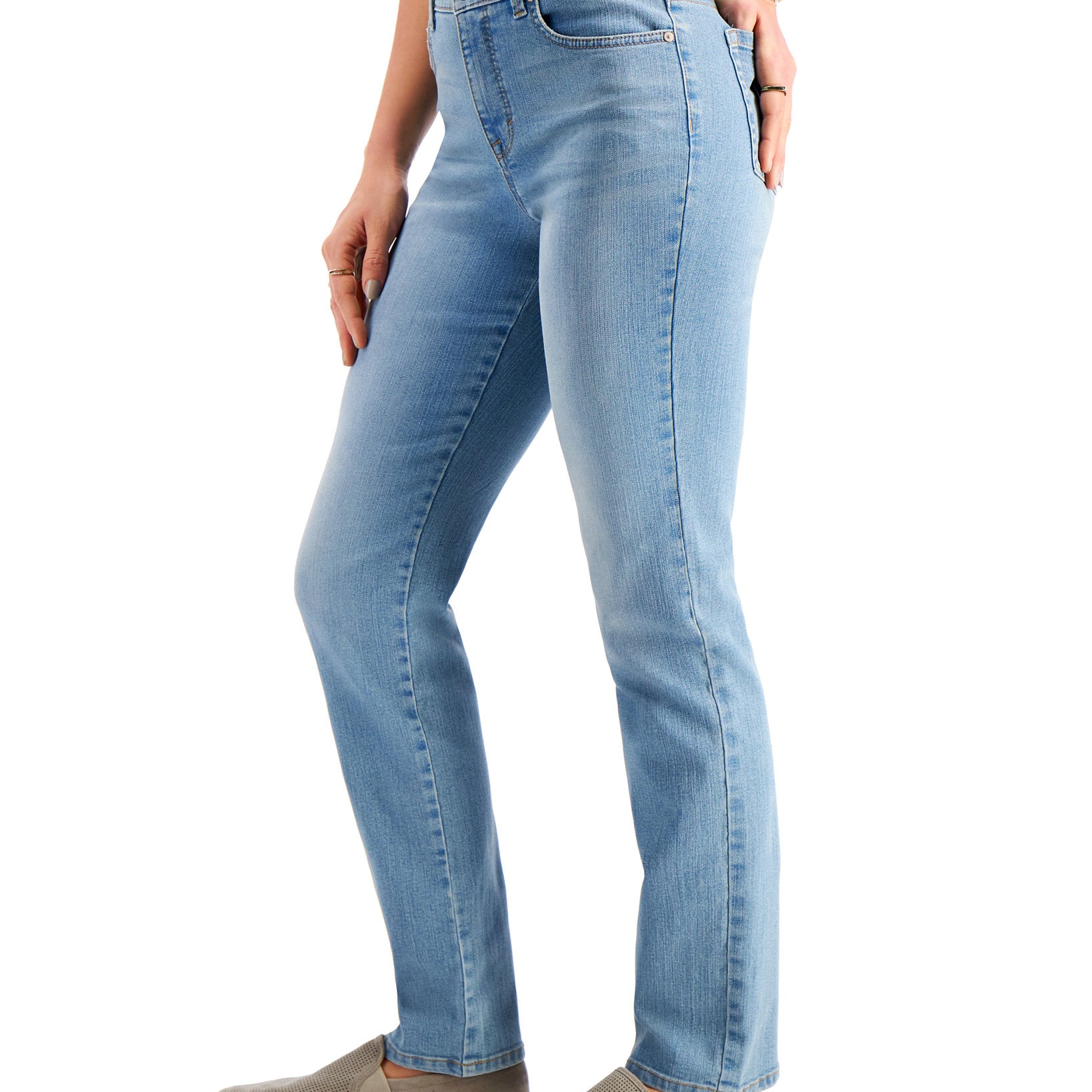 Style & Co Women High Rise Natural Straight Leg Jeans