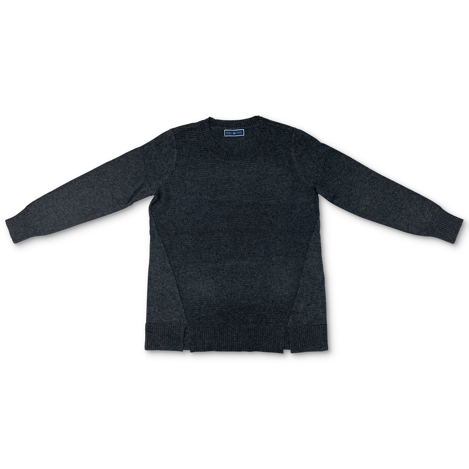 Karen Scott Women High Low Sweater Heather Indigo