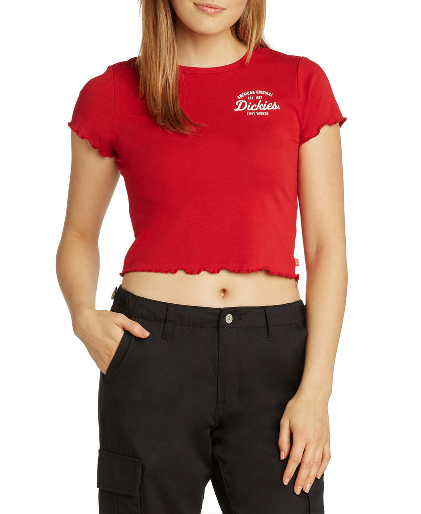 Dickies Women Logo Cropped Baby T Shirt Washed Red