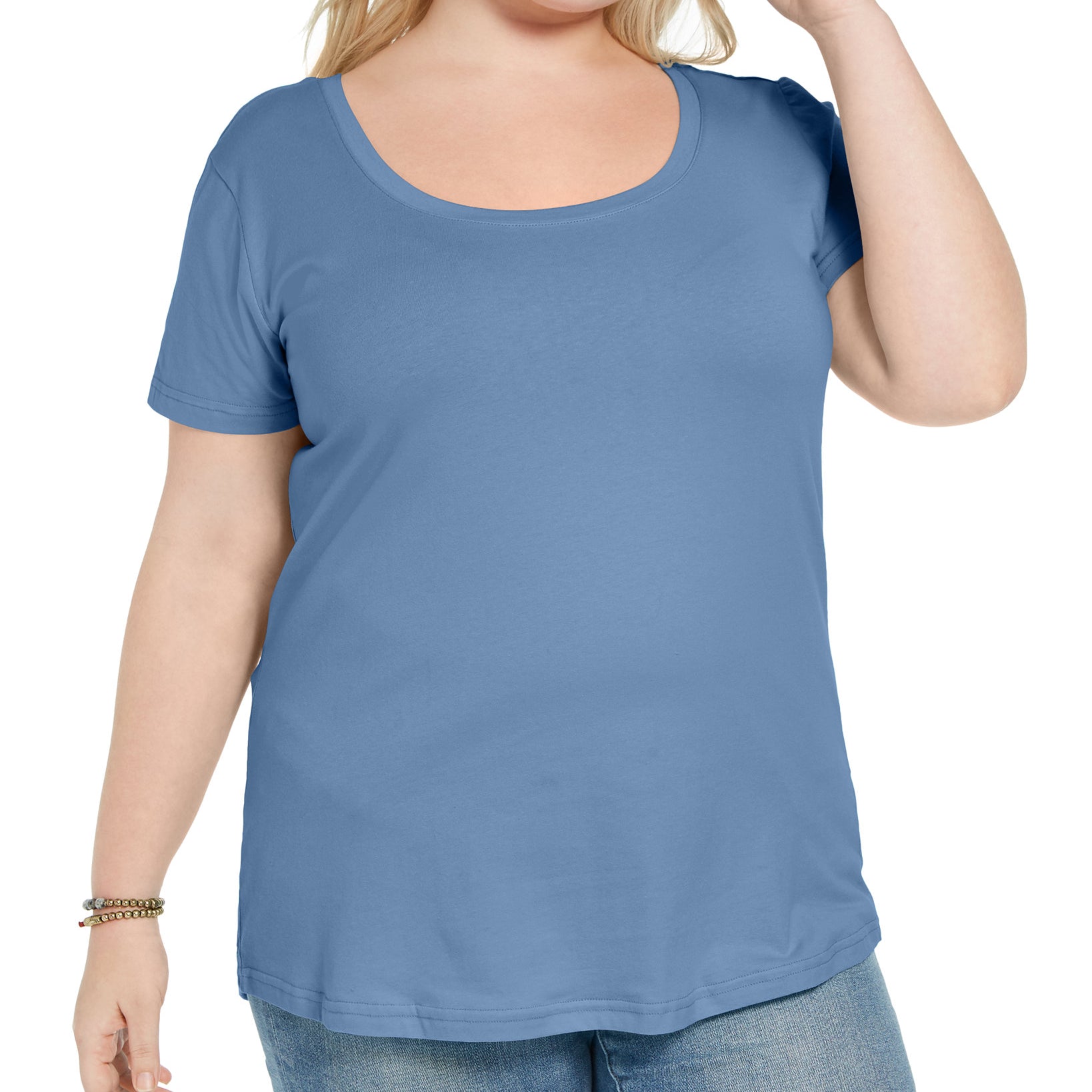 Aveto Women Plus Trendy Scoop Neck T Shirt Blue
