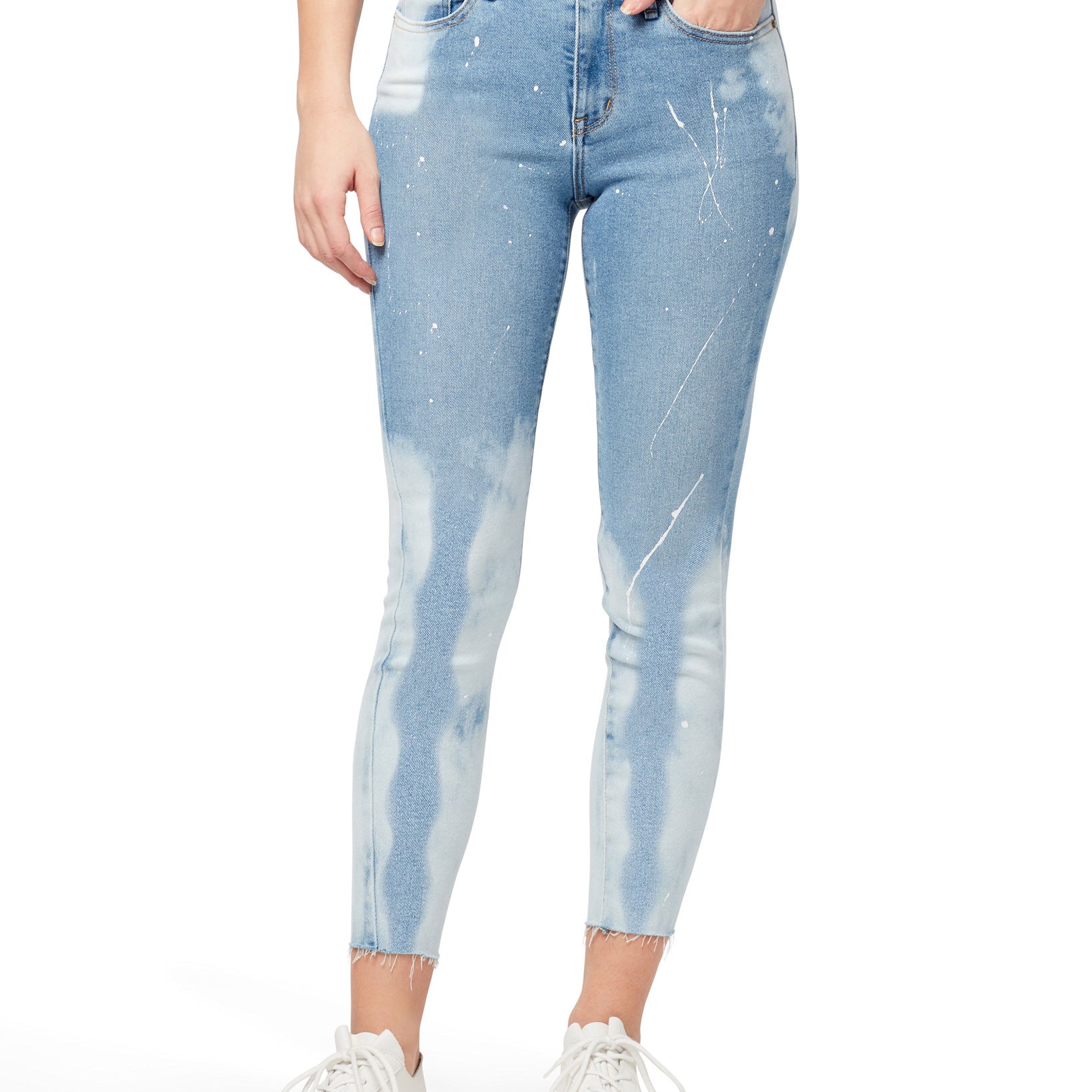 WILLIAM RAST Women Mid Rise Paint Splatter Skinny Ankle Jeans Between The Lines