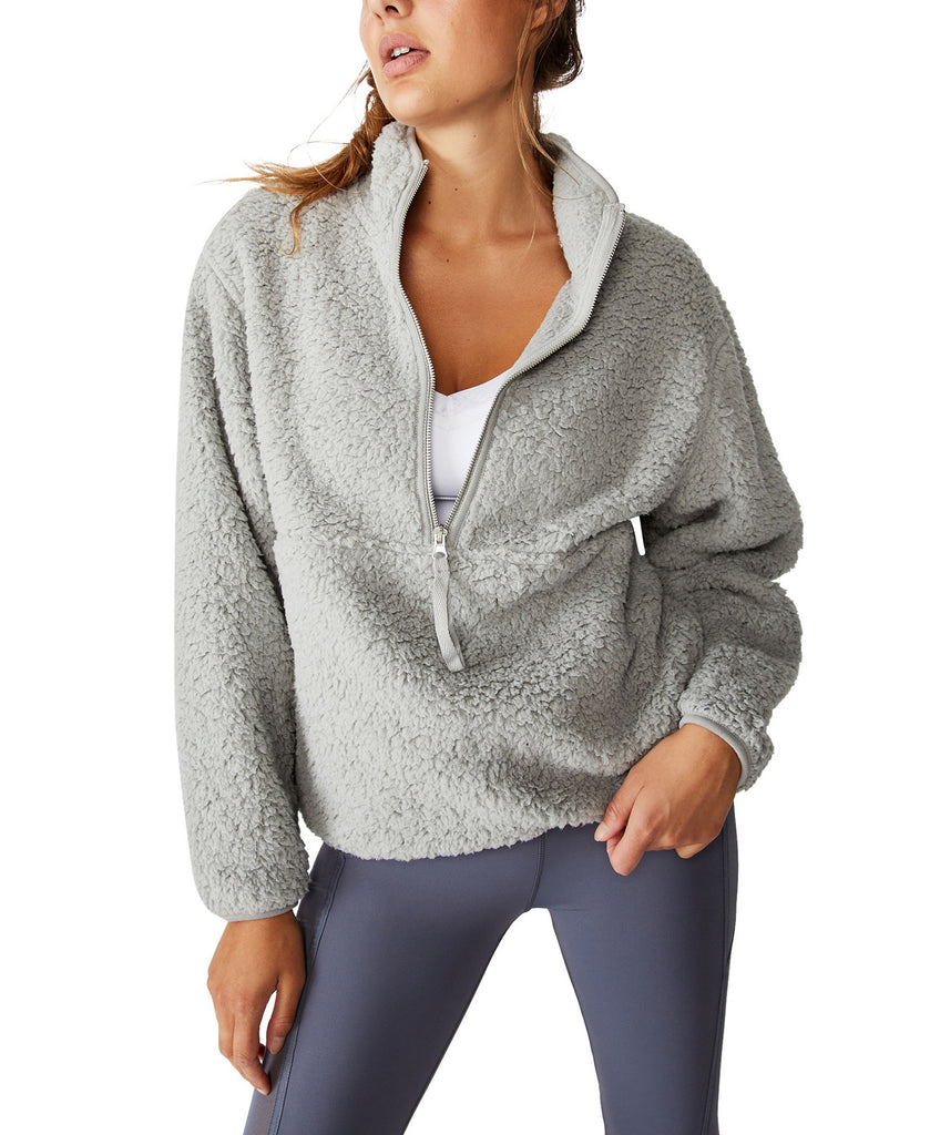 COTTON ON Women Sherpa Zip Fleece Sweatshirt Grey