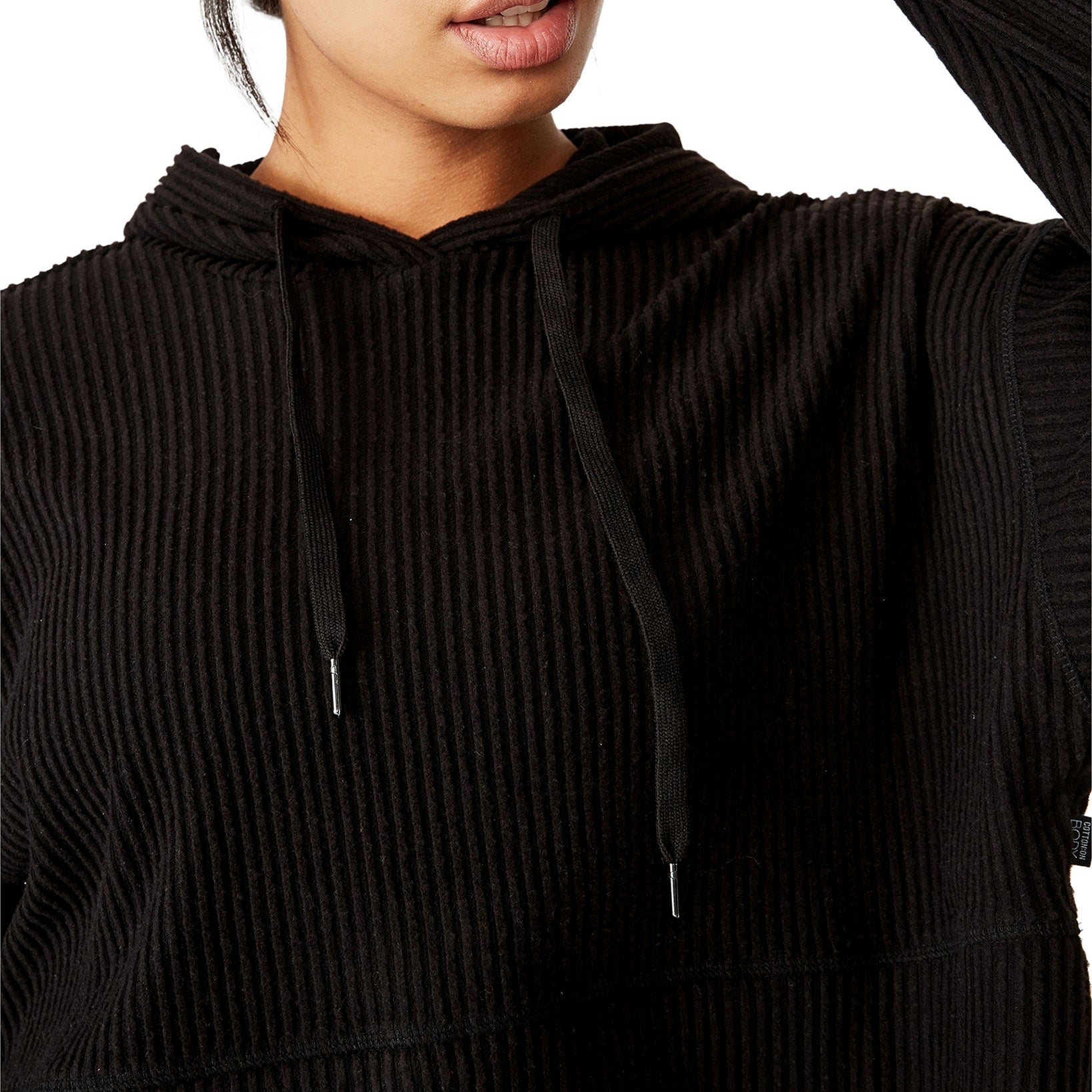 COTTON ON Women Rib Cropped Hooded Sweatshirt