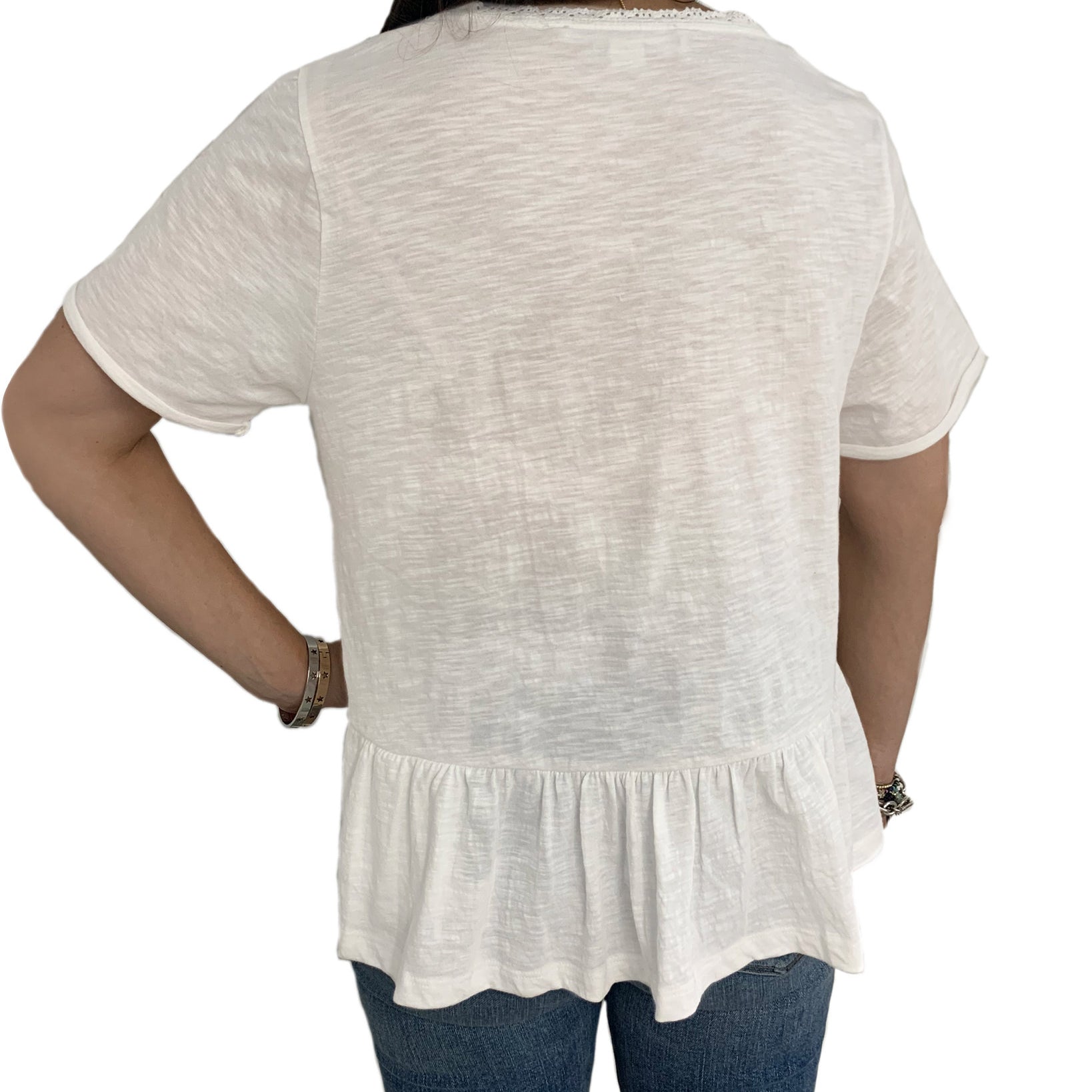 Vanilla Star Women Lace Trim Flounce Hem Top