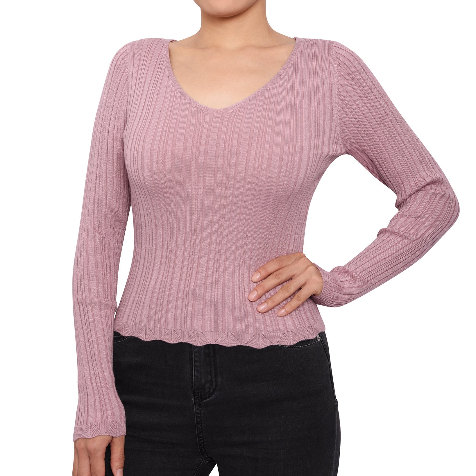 Planet Gold Women Rib Knit Strappy Back Sweater Mauve
