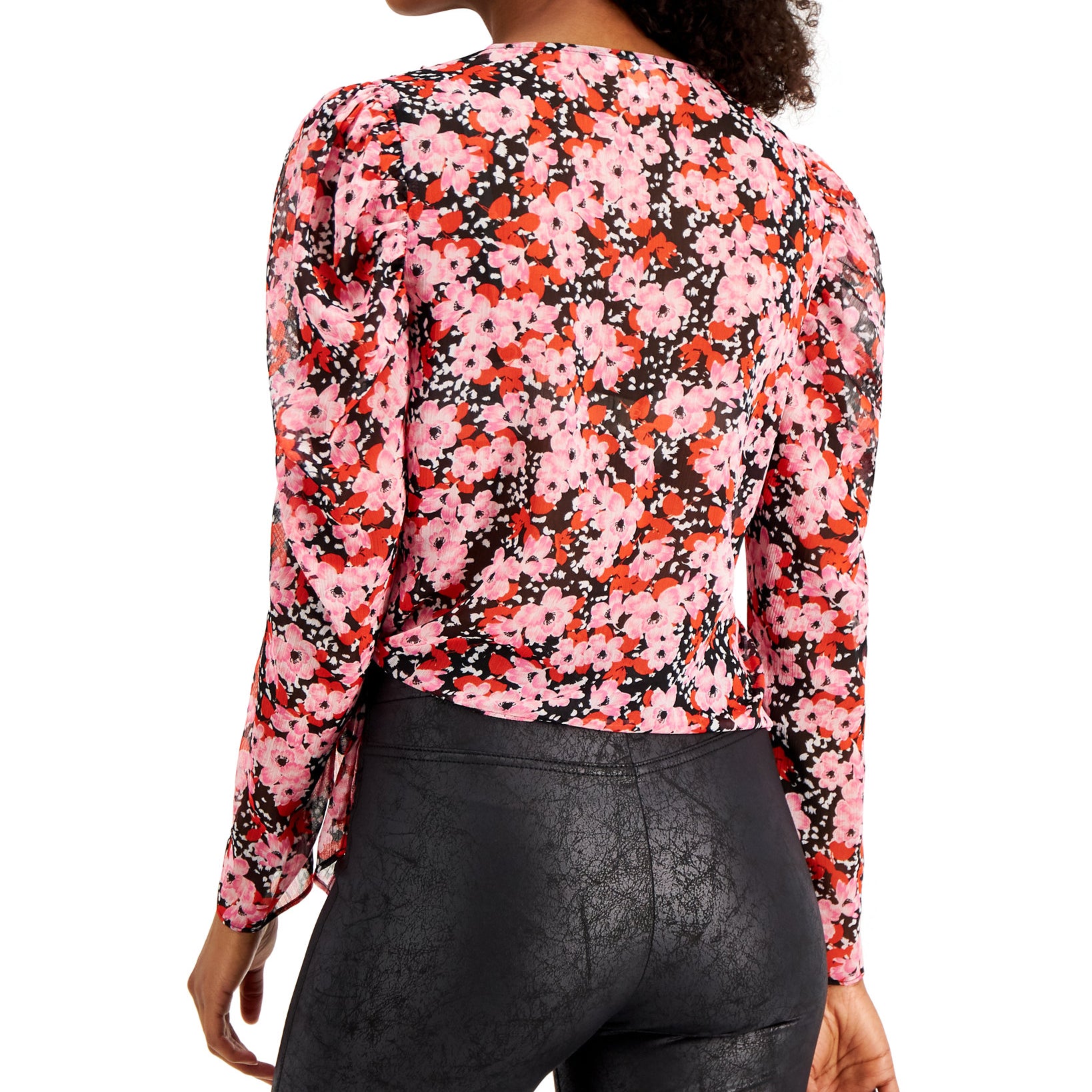Bar III Women Floral Print Tie Hem Top