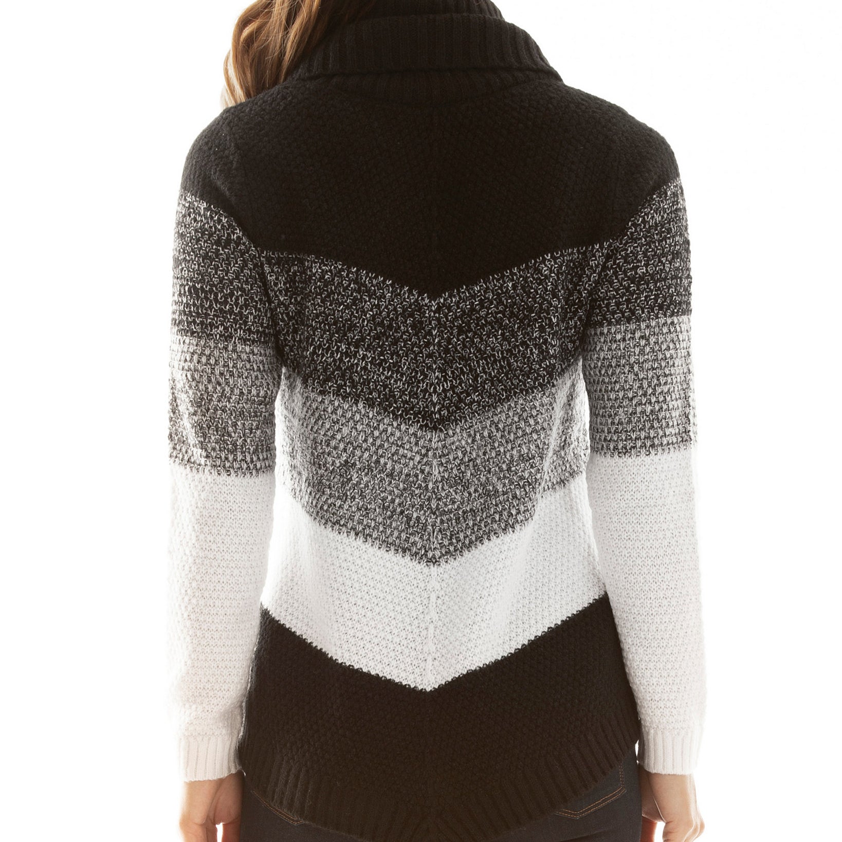 BCX Women Chevron Striped Cowlneck Sweater