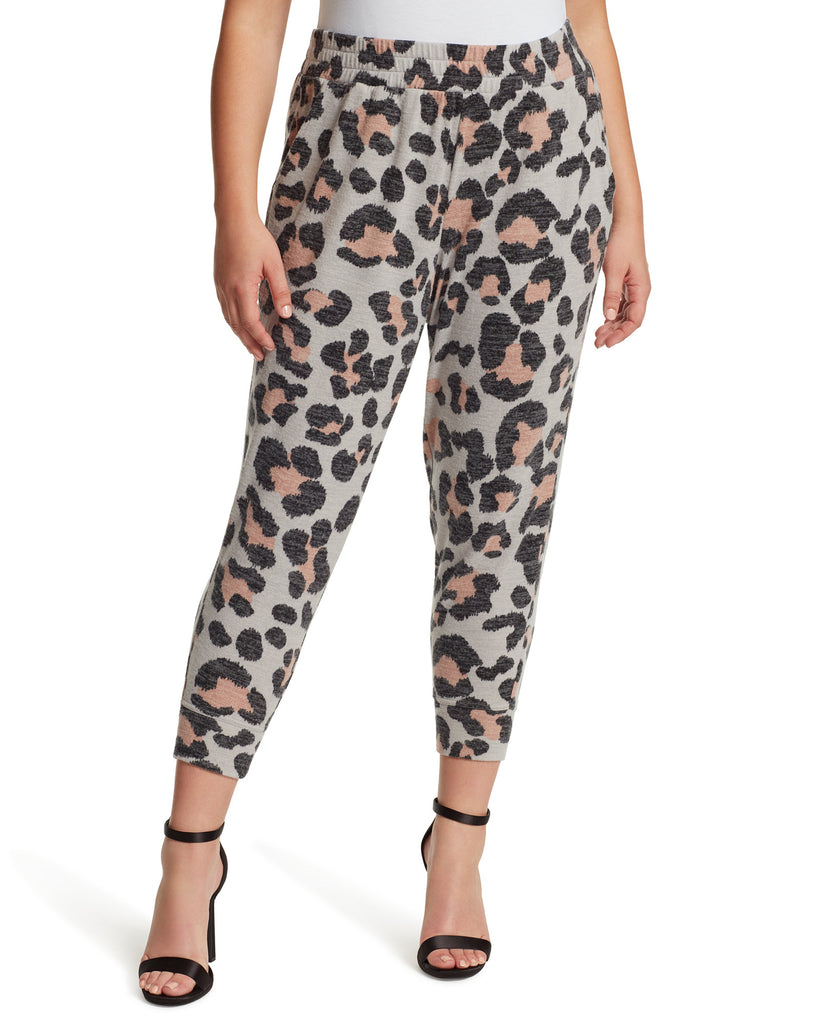 Jessica Simpson Women Plus Trendy Printed Pull On Joggers Giant Cheetah