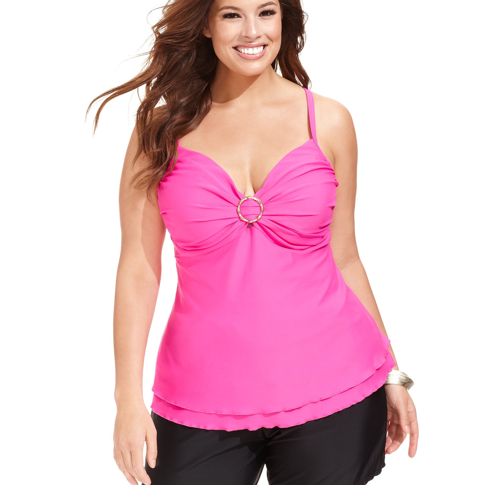 Island Escape Women Plus Tie Front Board Shorts