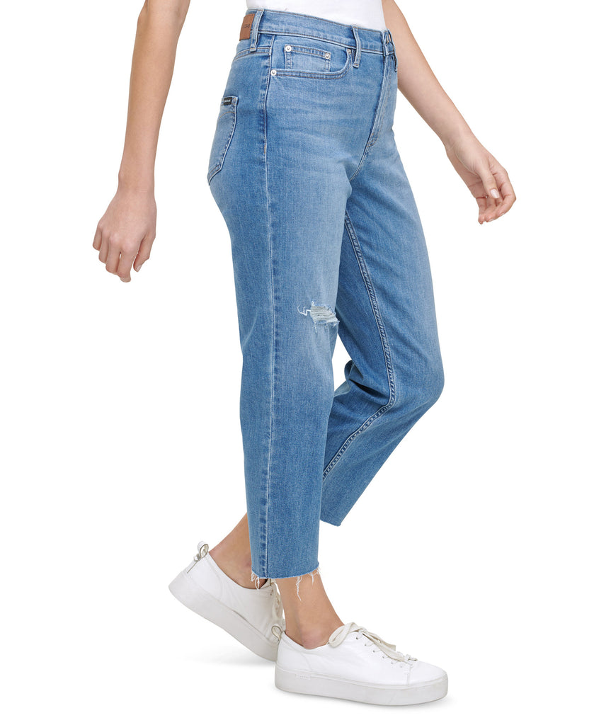Calvin Klein Jeans Women Cropped High Rise Straight Leg Jeans