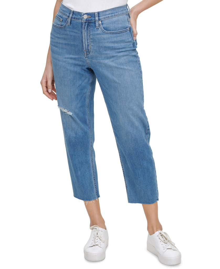 Calvin Klein Jeans Women Cropped High Rise Straight Leg Jeans Nirvana