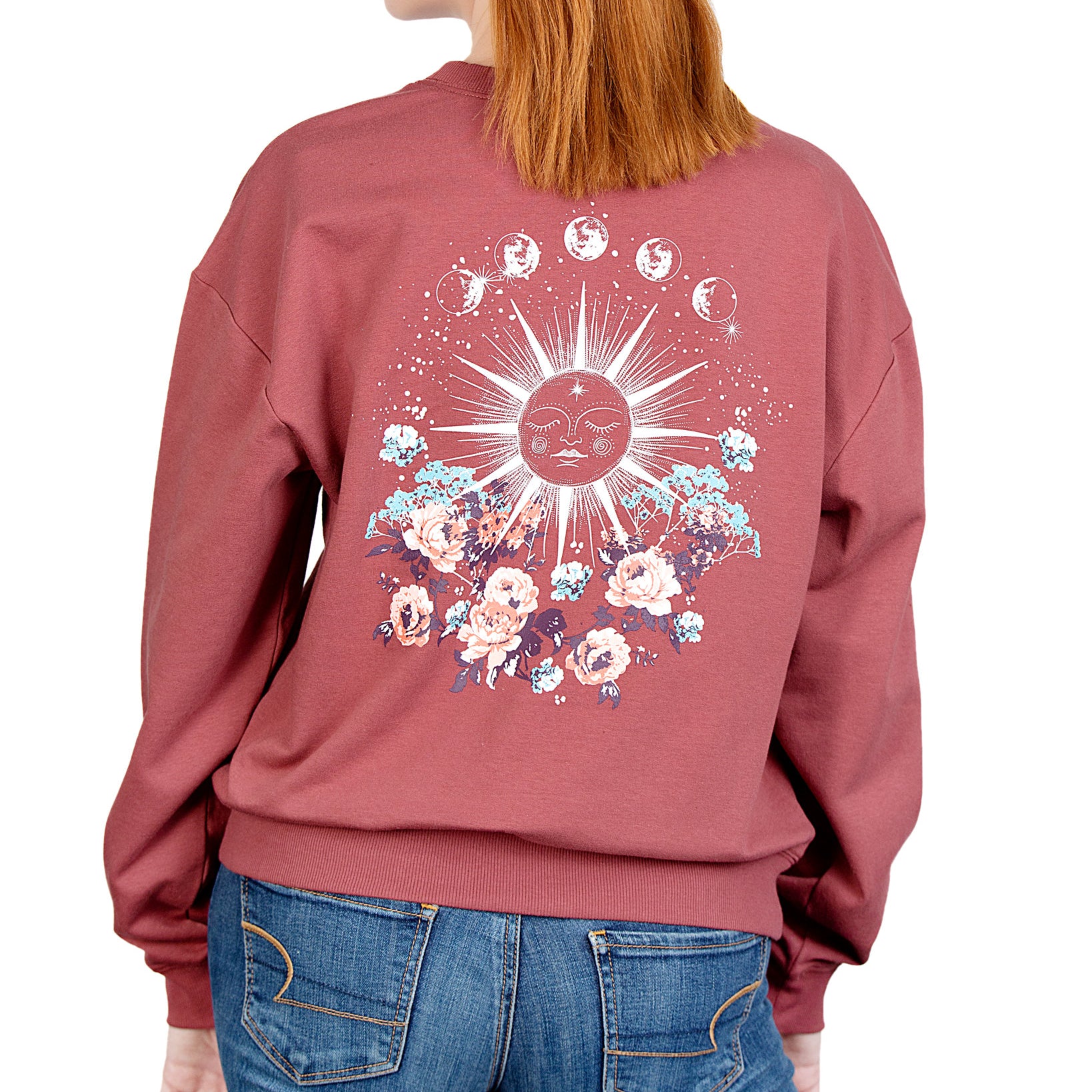 Rebellious One Women Celestial Floral Graphic Sweatshirt