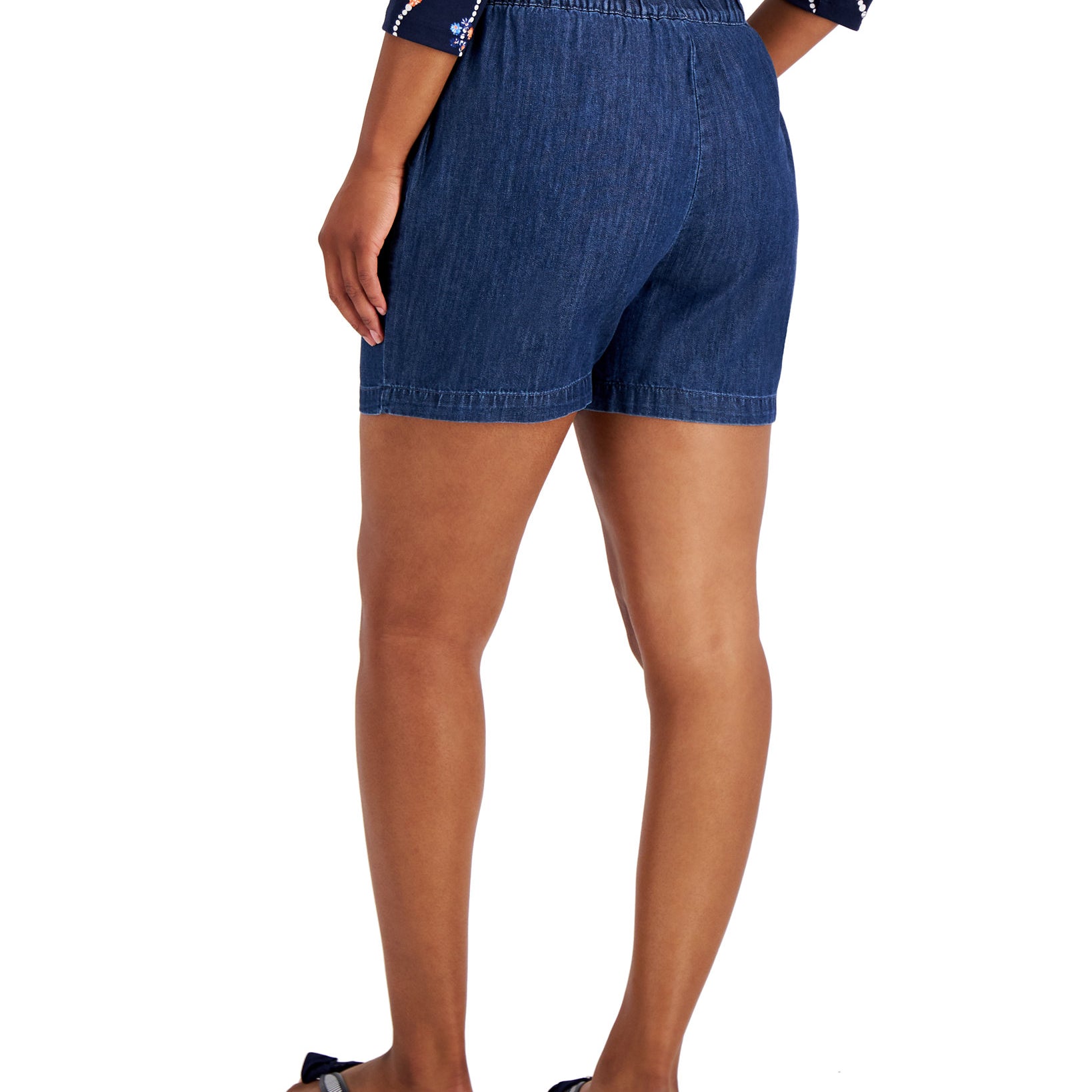 Charter Club Women Cotton Denim Tie Waist Shorts