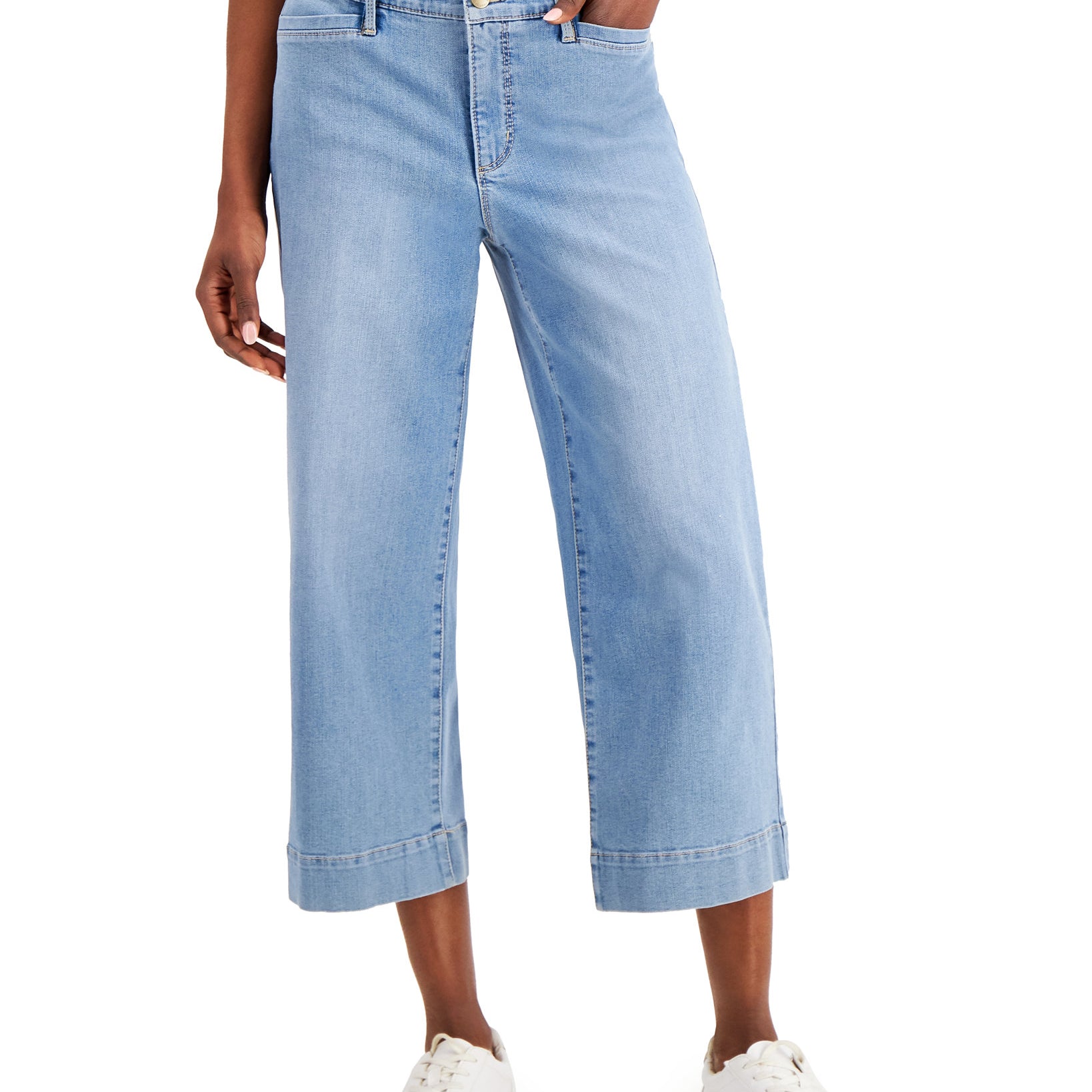 Charter Club Women Cropped Wide Leg Jeans Niagara Wash