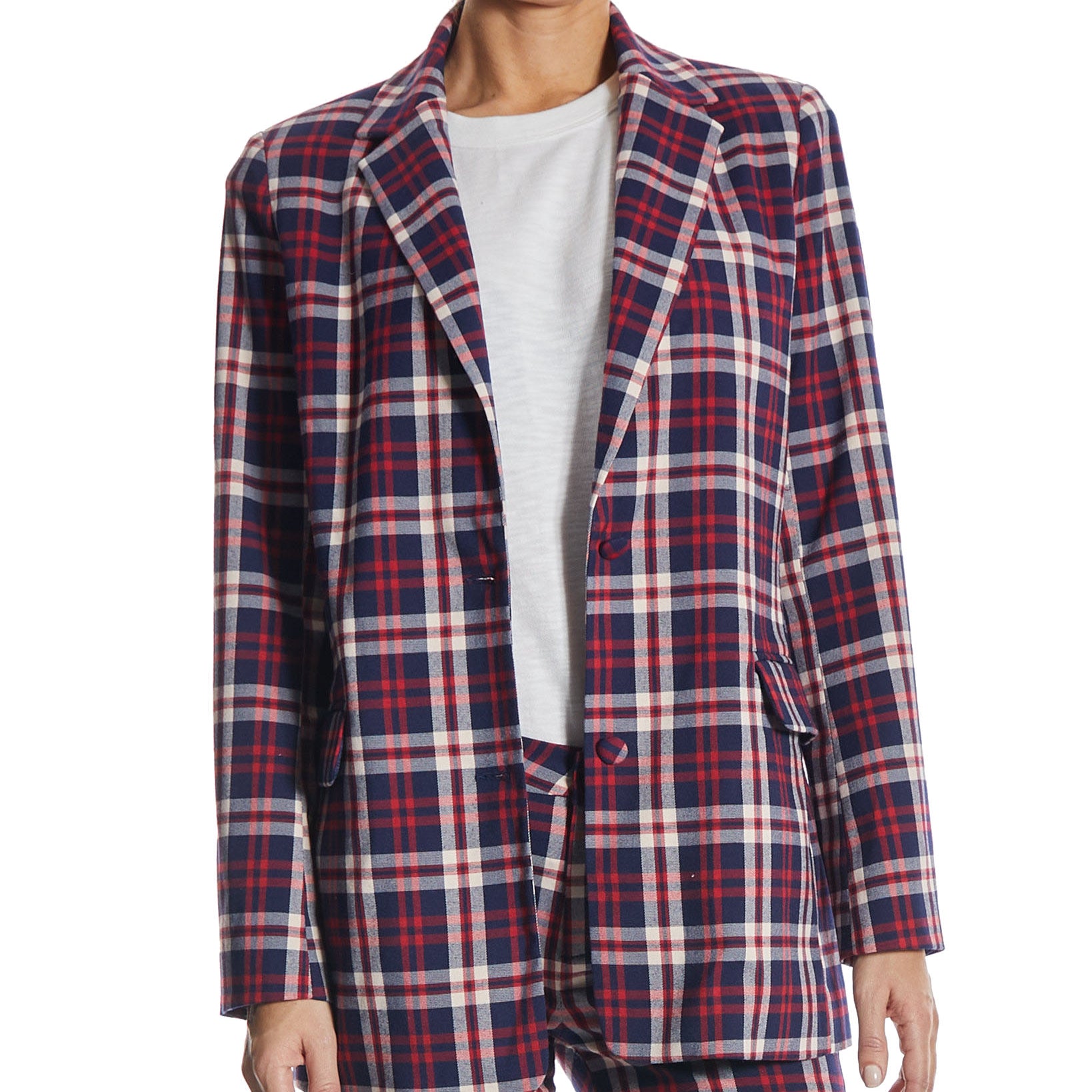 OAT Women Oversized Plaid Blazer