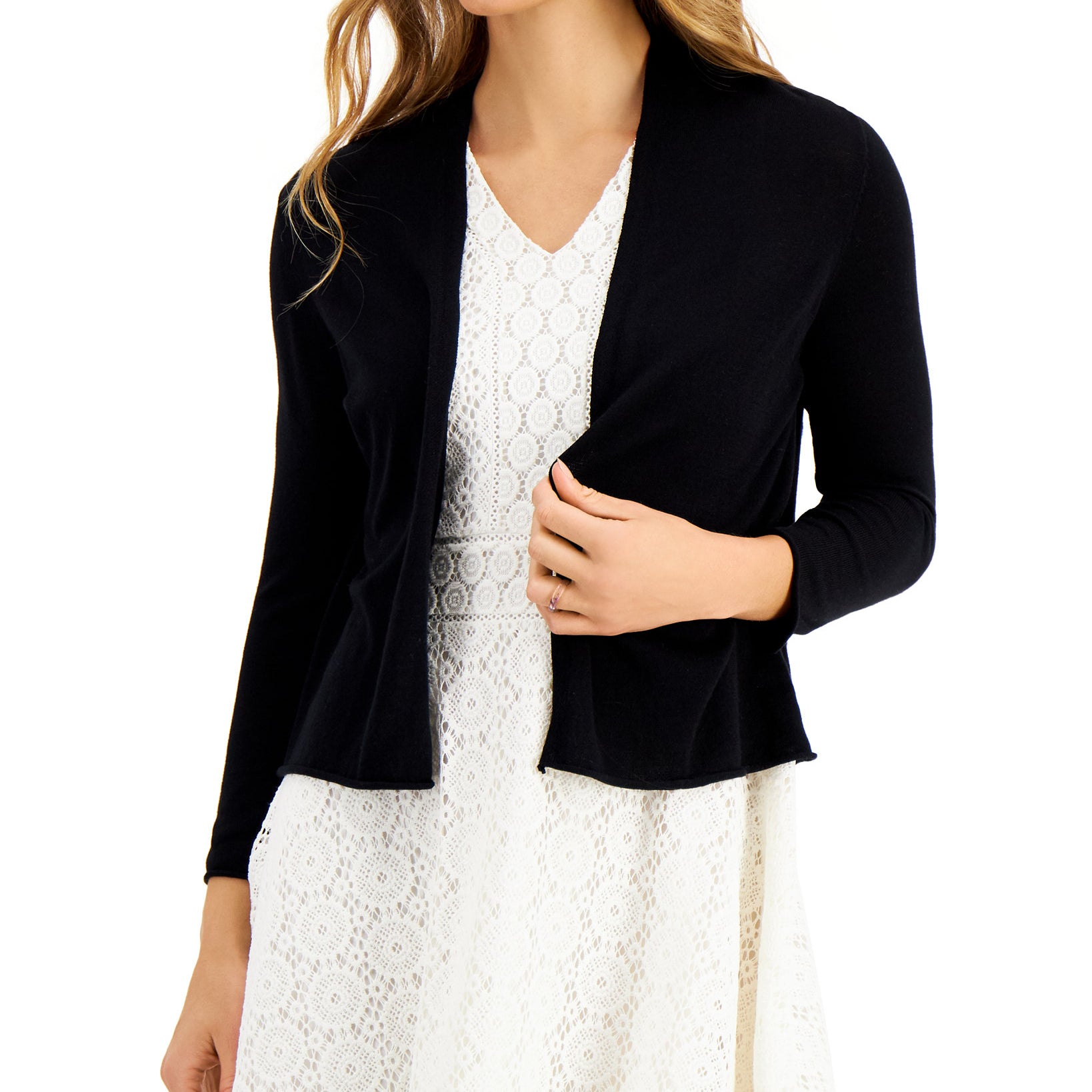 Charter Club Women Open Front Bolero Deep Black