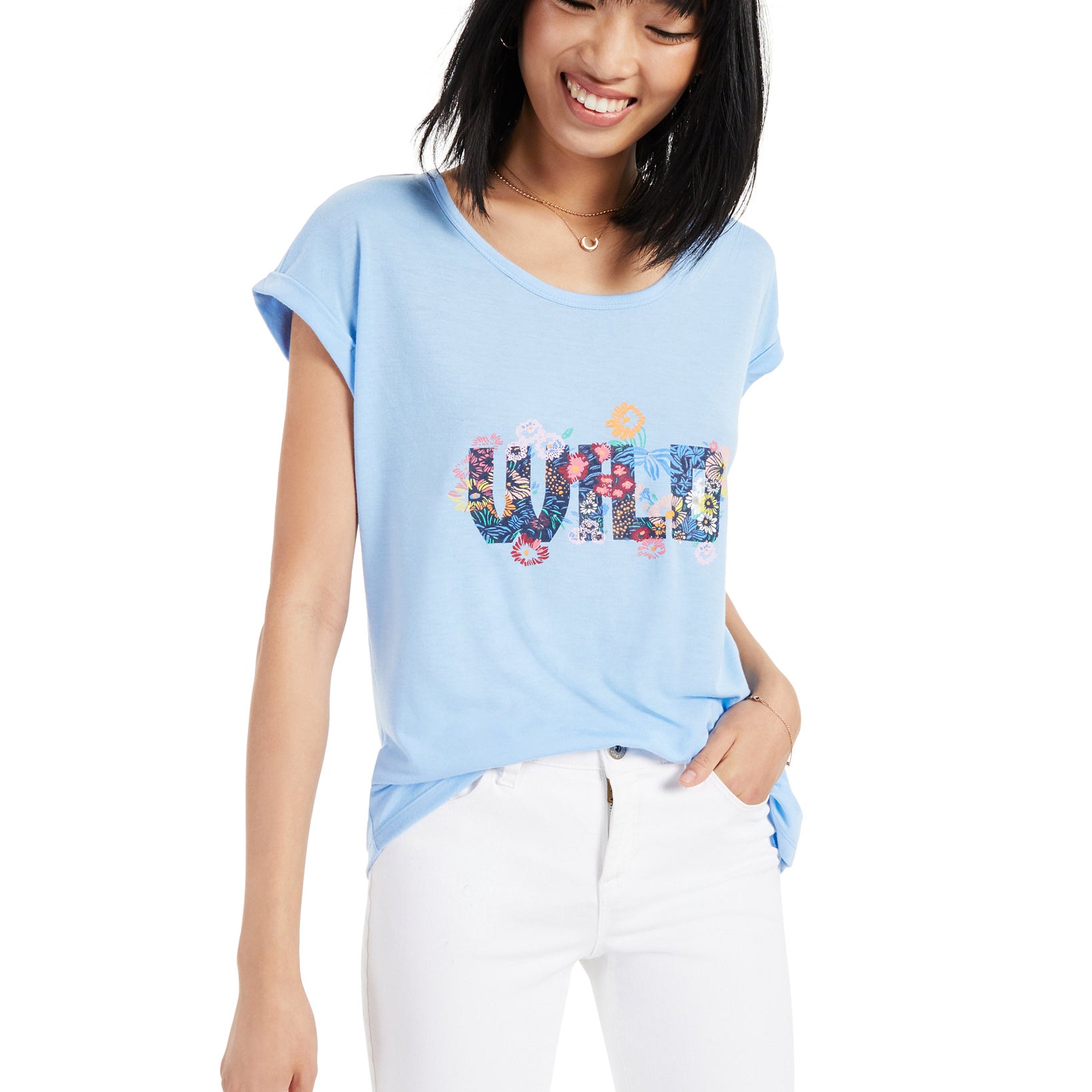 Style & Co Women Wild Flowers Graphic T Shirt Wild
