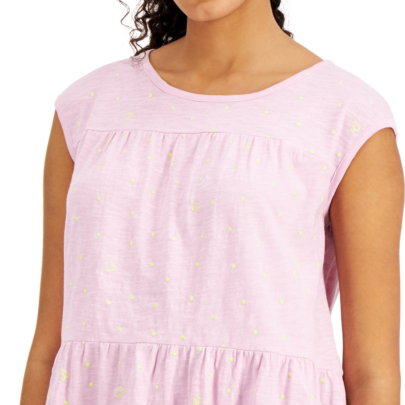 Style & Co Women Cotton Dot Print Tiered Tank Top