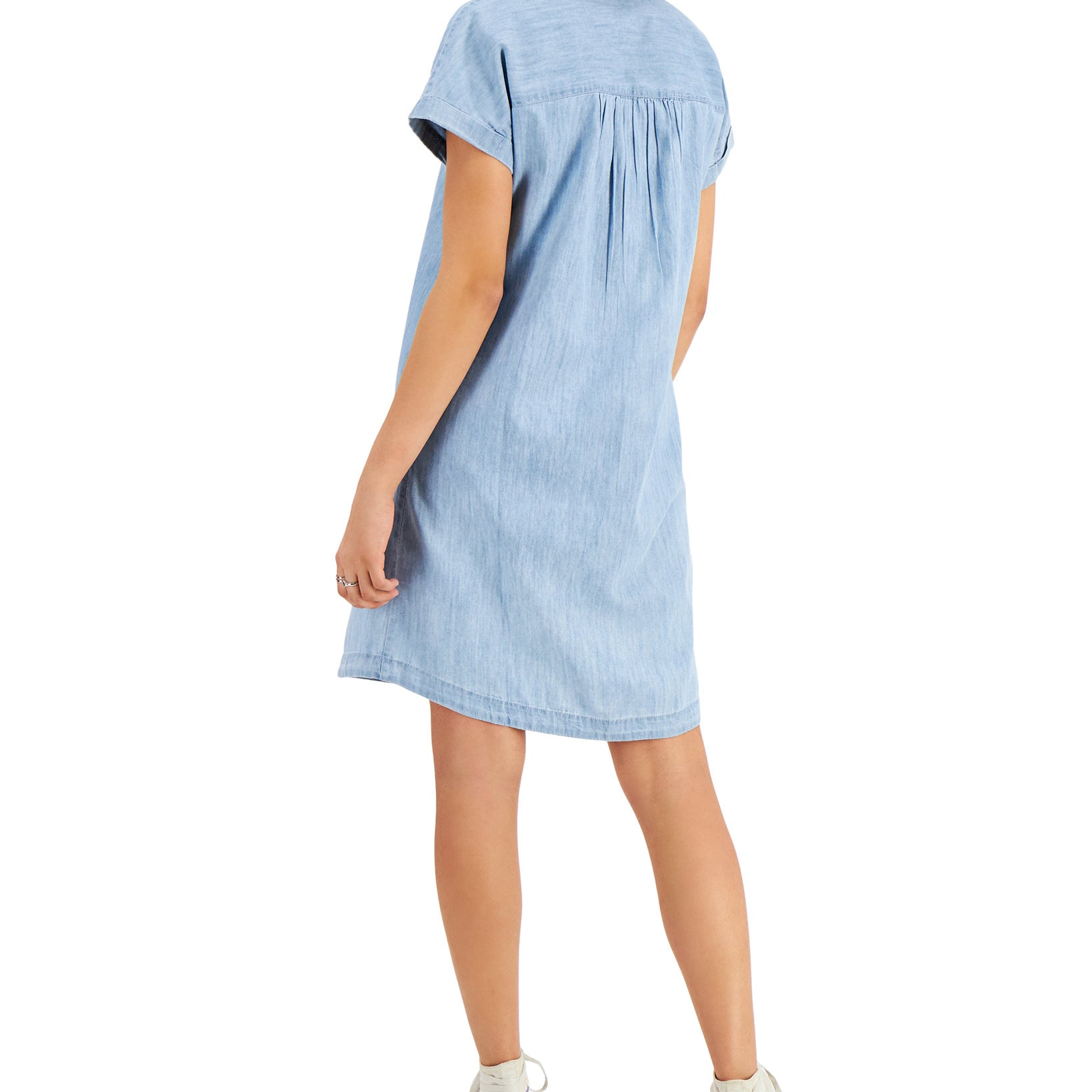 Style & Co Women Petite Chambray Shirtdress