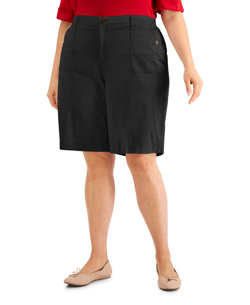 Karen Scott Women Plus Top Stitched Shorts Deep Black