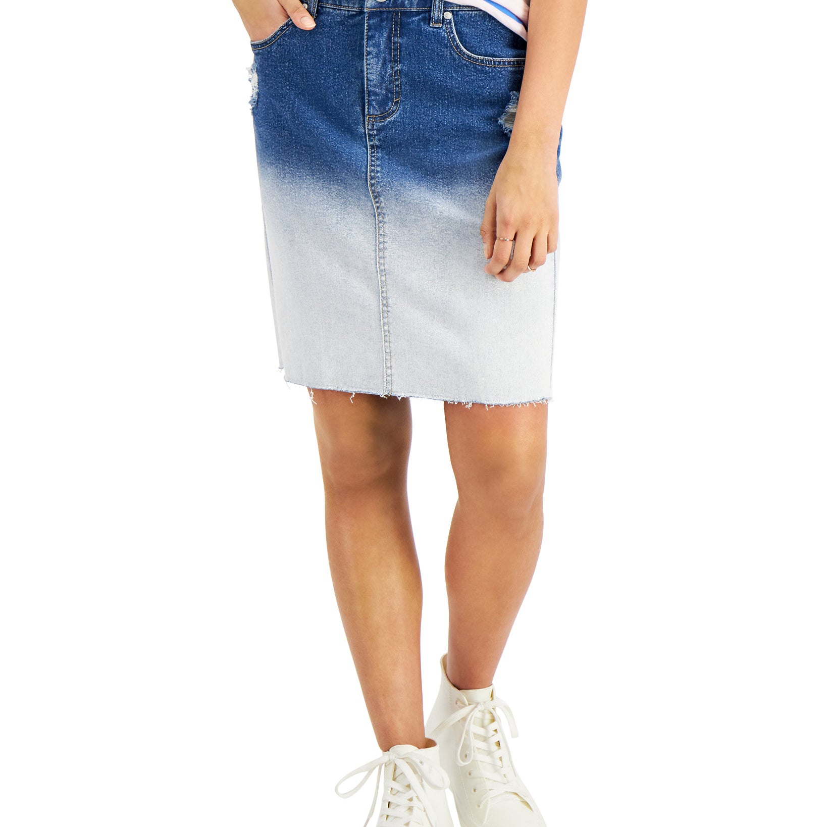 Style & Co Women Bleach Dye Denim Skirt
