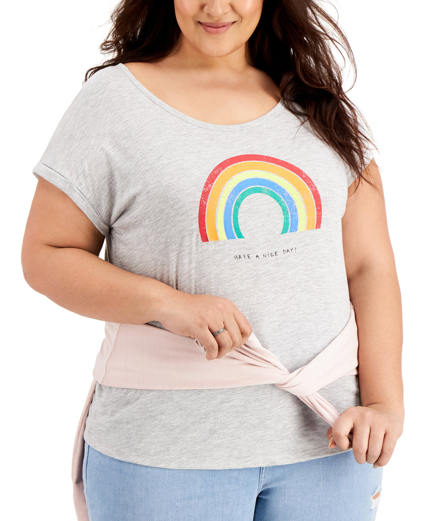 Style & Co Women Plus Graphic T Shirt Rainbow Days