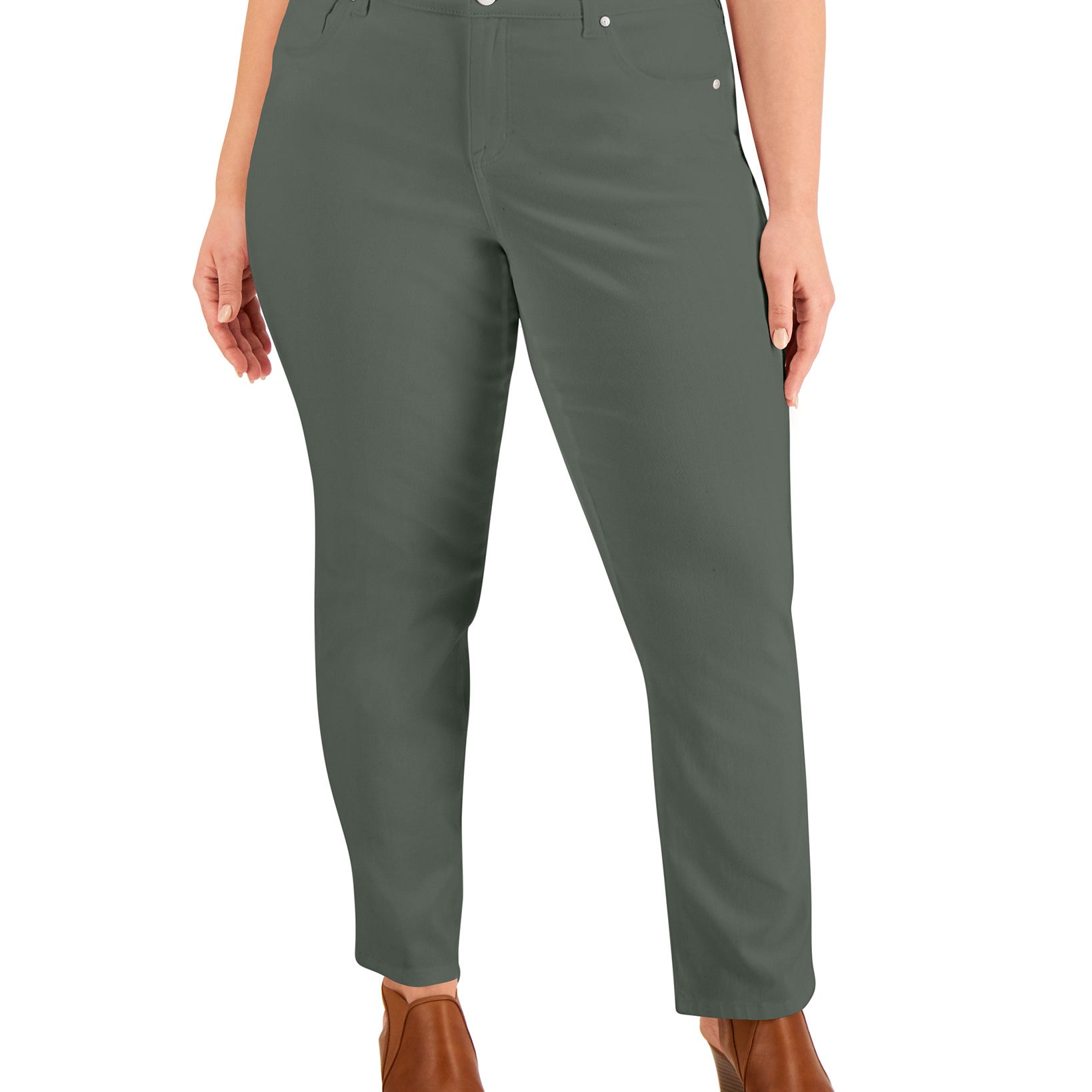 Style & Co Women Plus High Rise Straight Jeans New Pale Sage