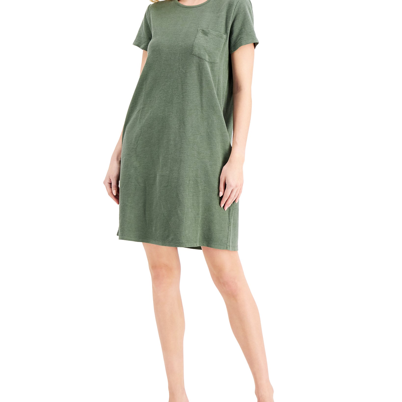 Style & Co Women One Pocket T Shirt Dress New Pale Sage