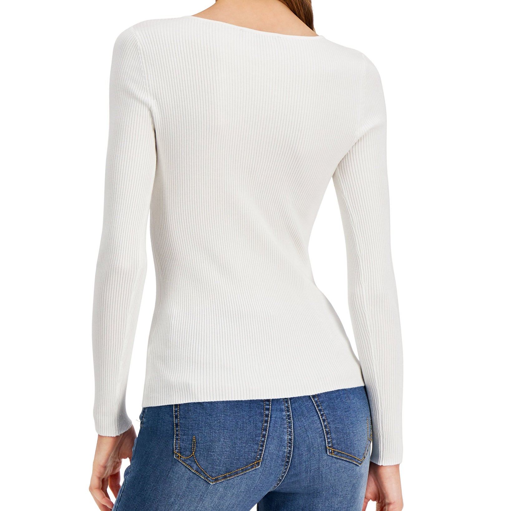 INC International Concepts Women O Ring Cutout Ribbed Sweater