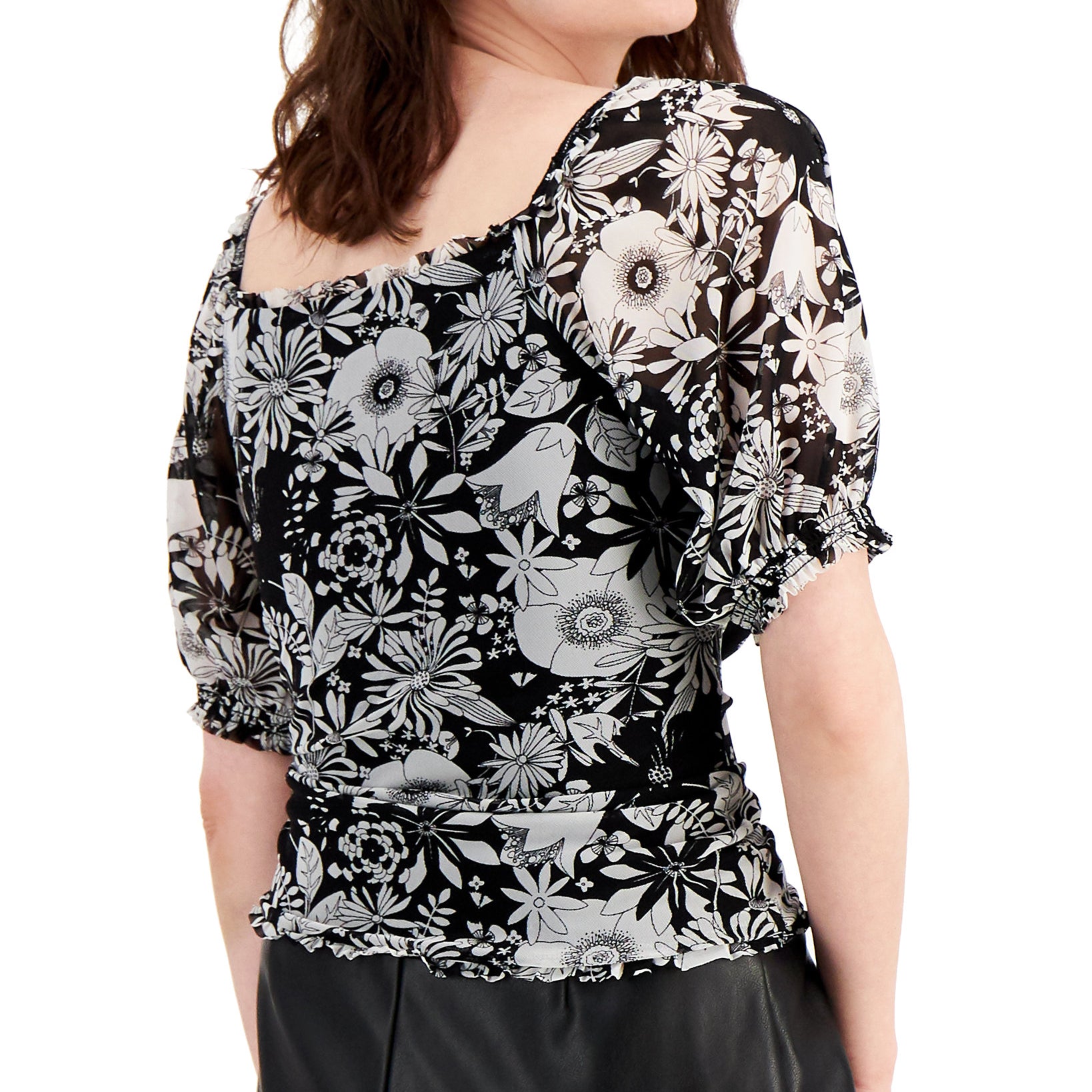INC International Concepts Womens Petite V Neck Ruched Front Top