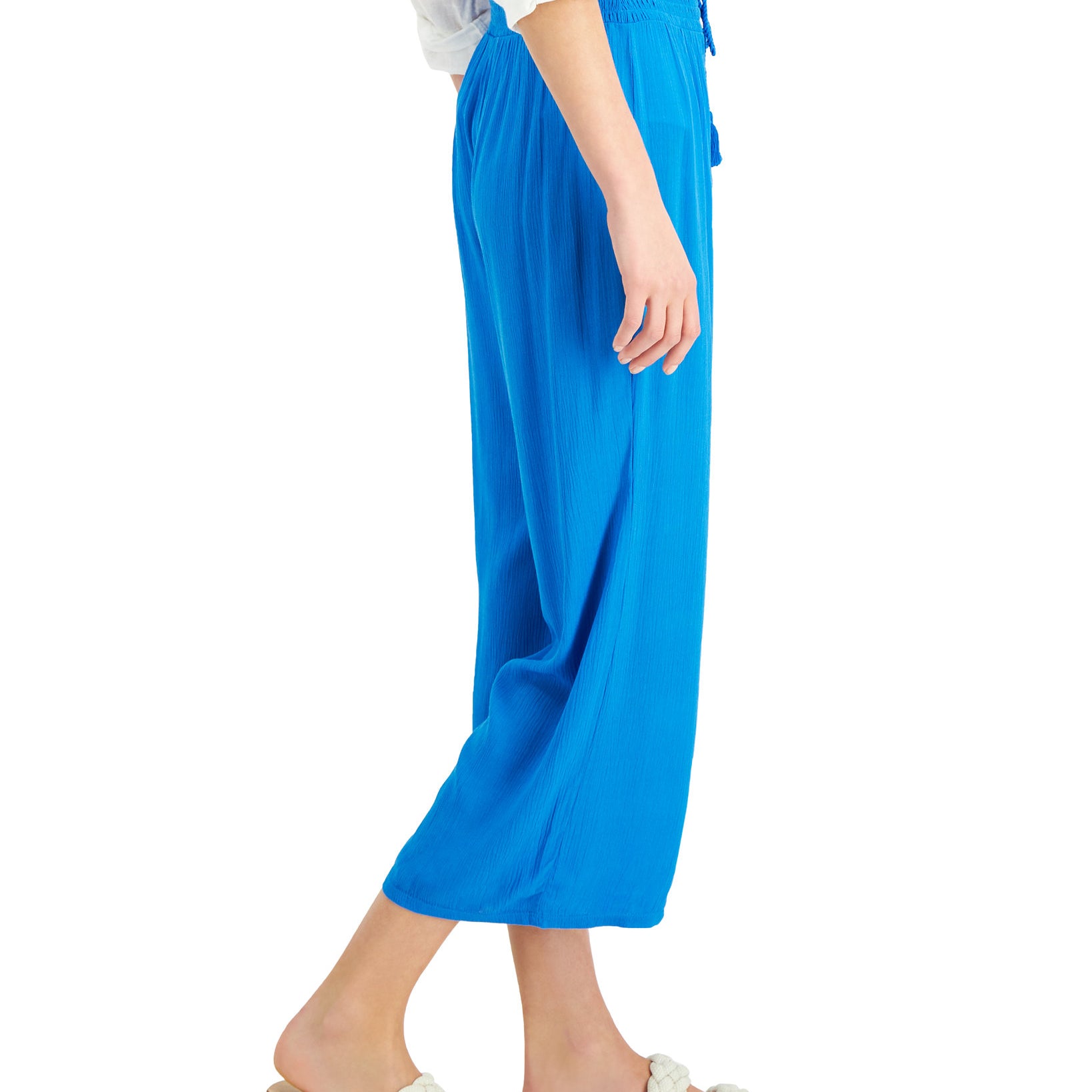 INC International Concepts Women Crinkle Gauze Cropped Wide Leg Pants