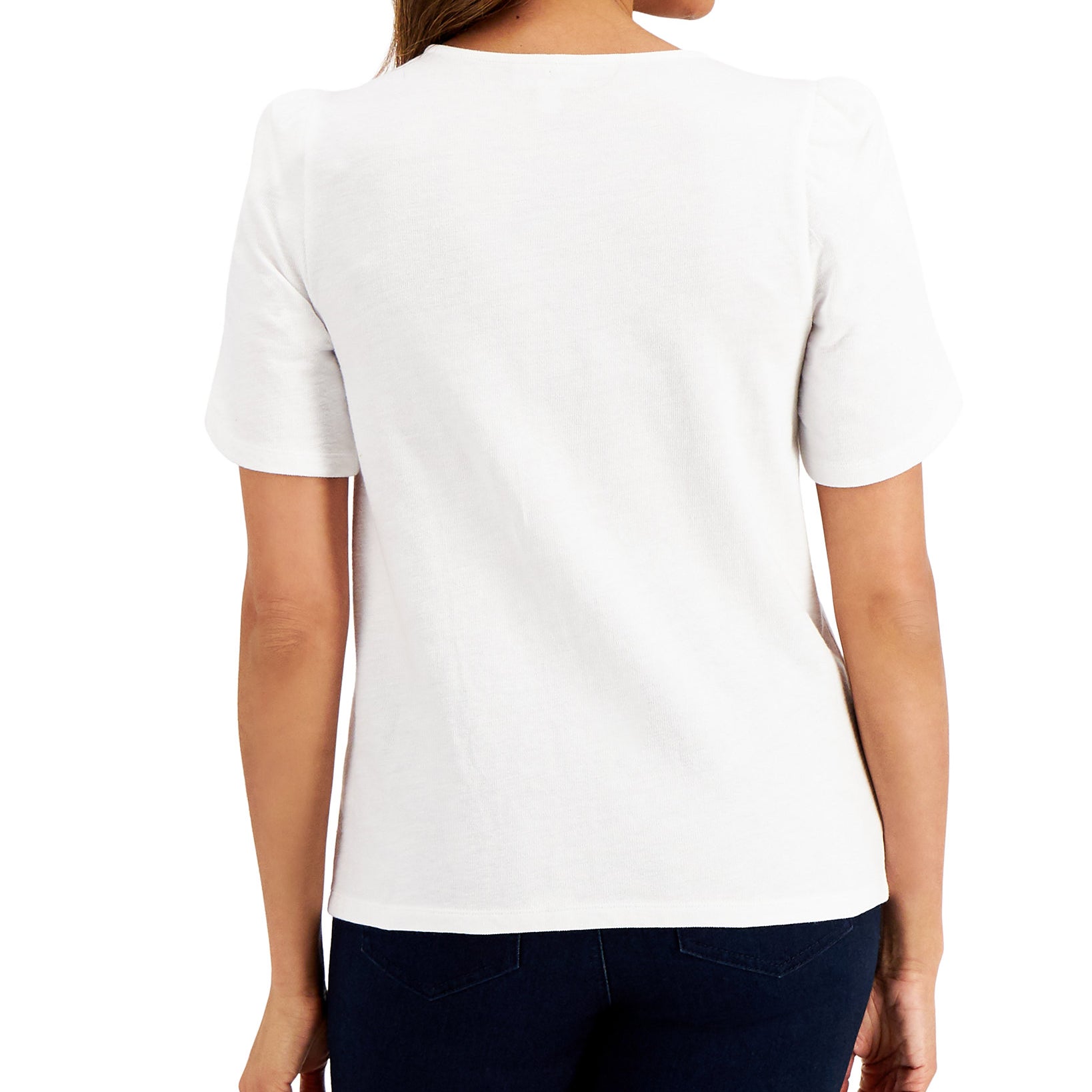 Charter Club Women Petite Cotton Knit Split Sleeve Top
